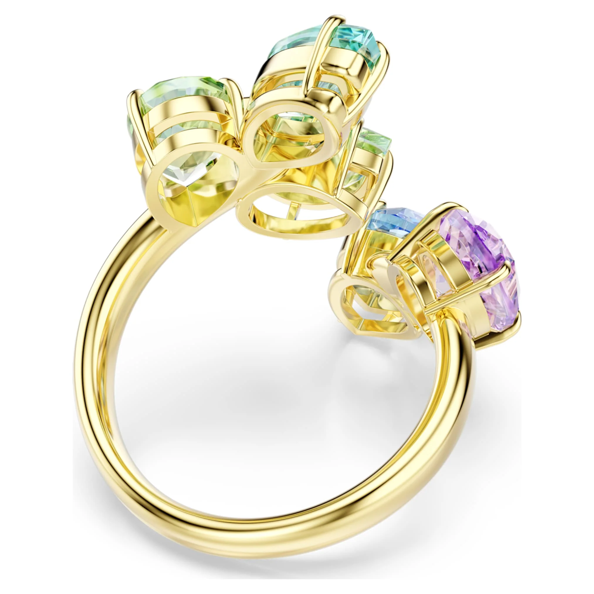 Gema motif ring Mixed cuts, Multicolored, Gold-tone plated - Image 4