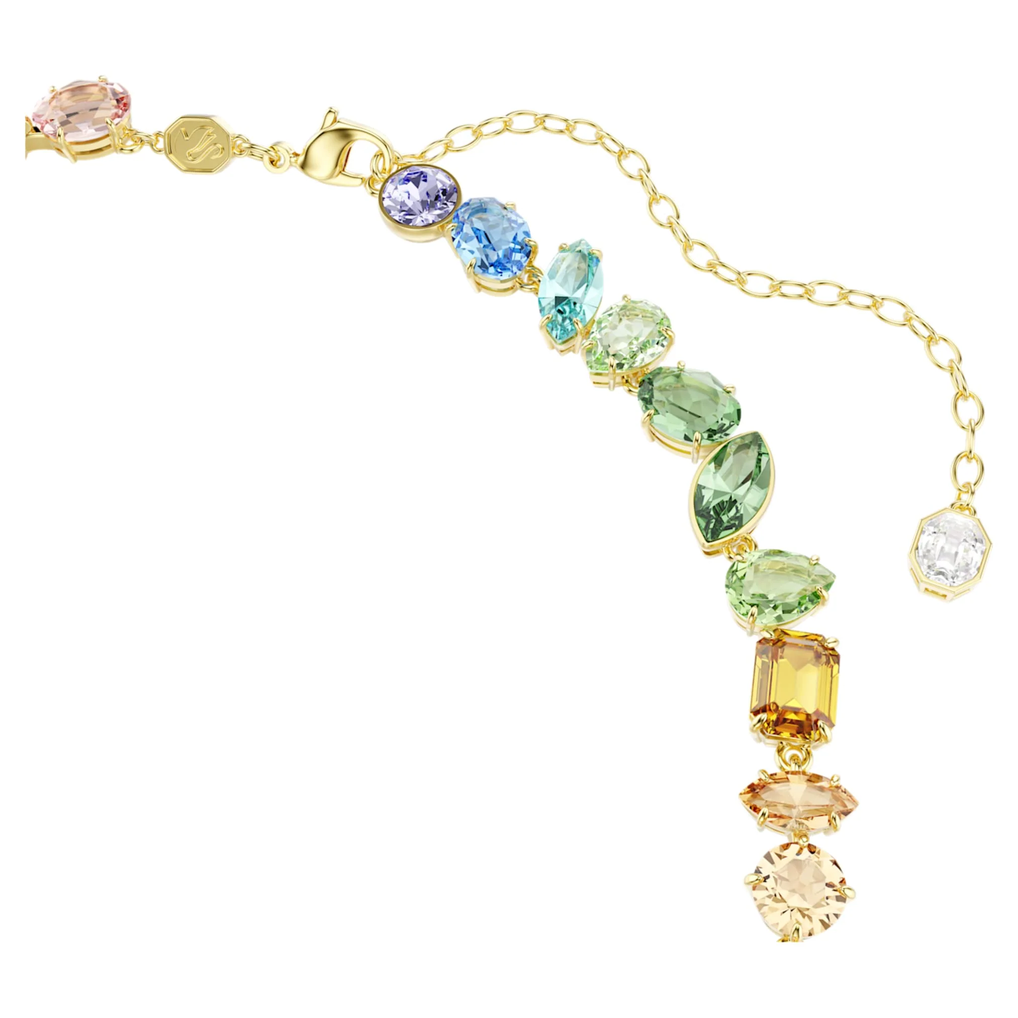 Gema necklace Mixed cuts, Dangling crystals, Multicolored, Gold-tone plated - Image 3