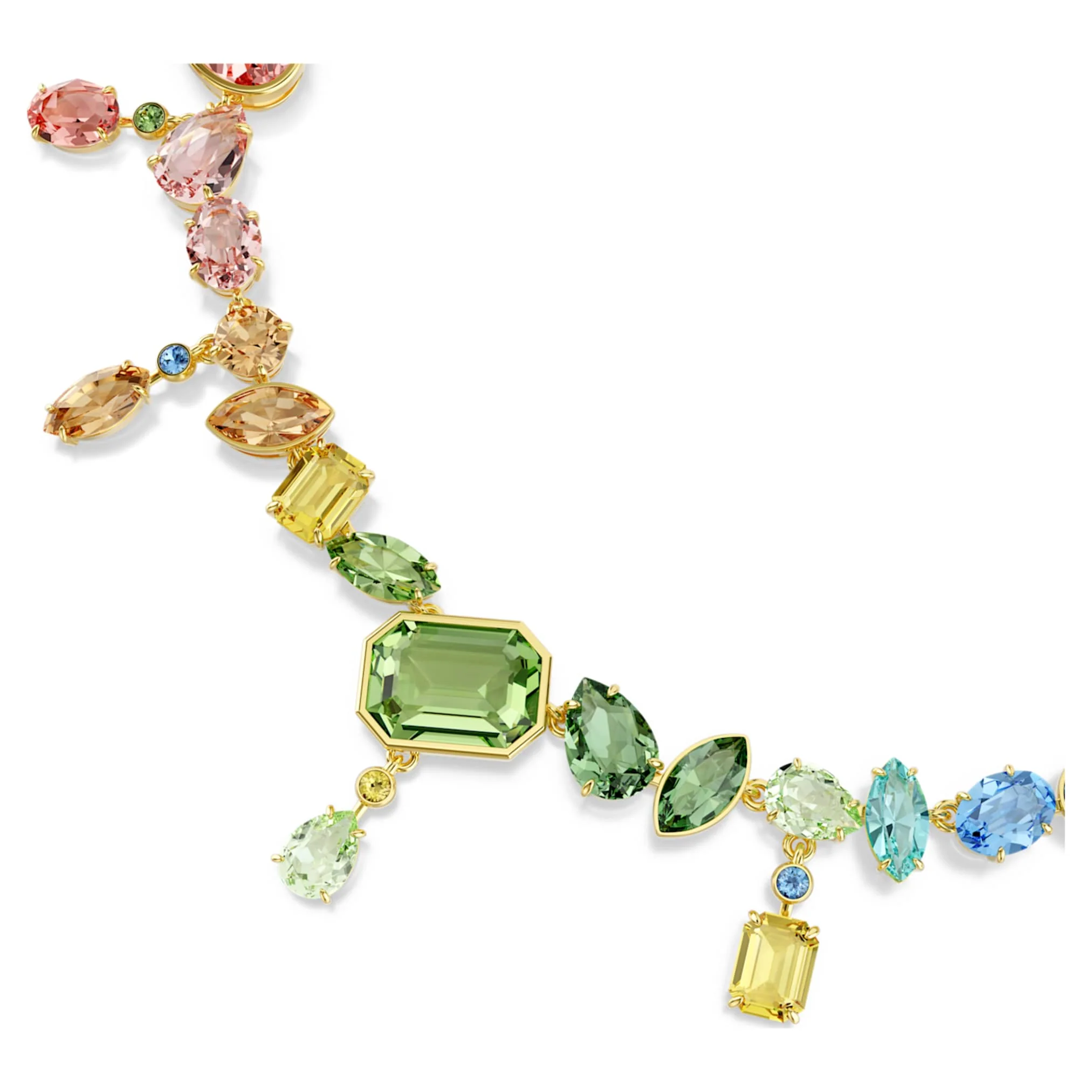 Gema necklace Mixed cuts, Dangling crystals, Multicolored, Gold-tone plated - Image 4