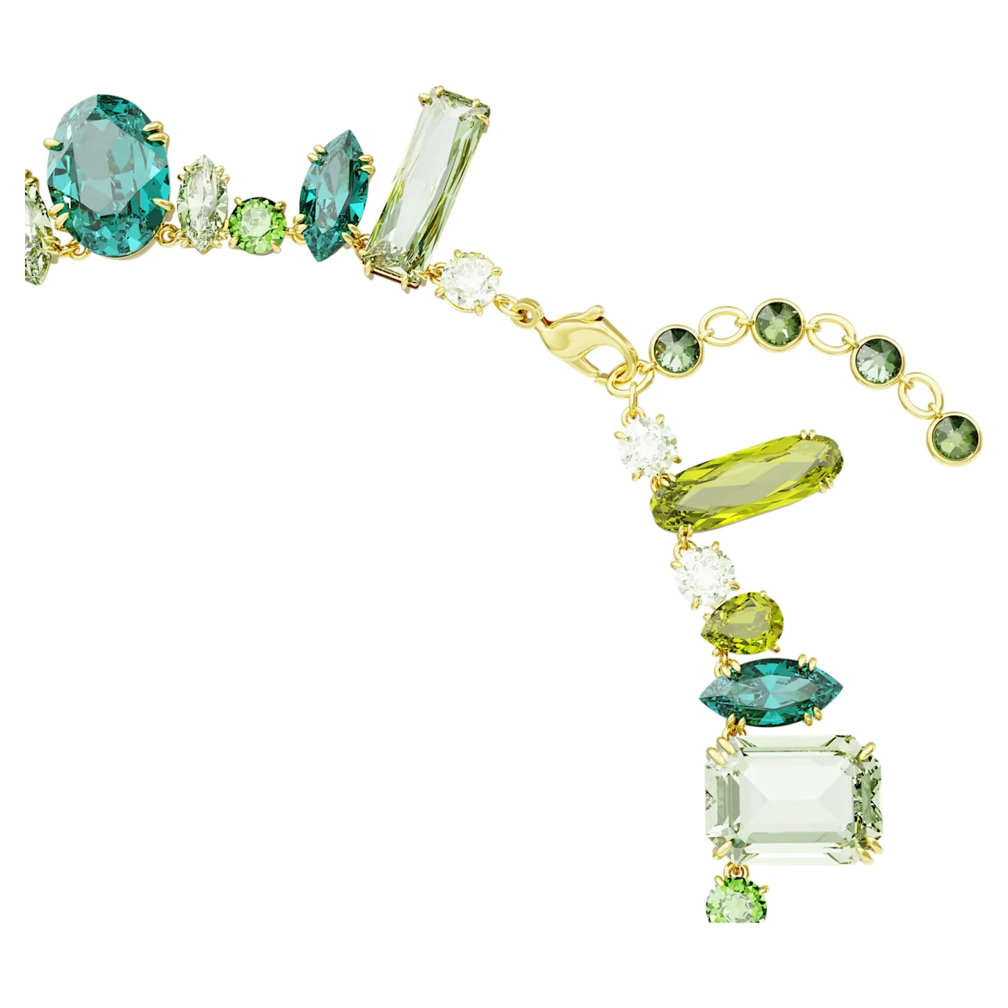 Gema necklace Mixed cuts, Green, Gold-tone plated - Image 3
