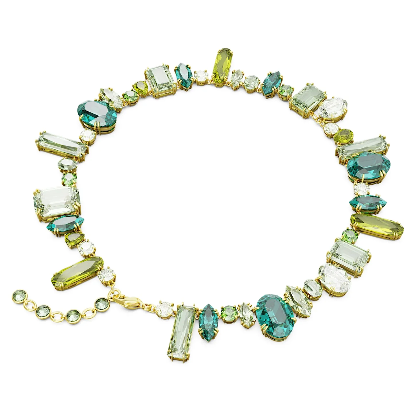 Gema necklace Mixed cuts, Green, Gold-tone plated - Image 4
