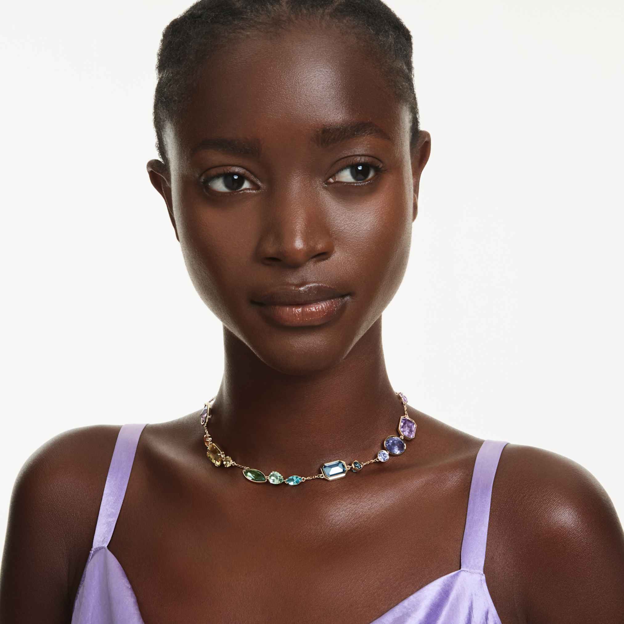 Gema necklace Mixed cuts, Multicolored, Gold-tone plated - Image 6