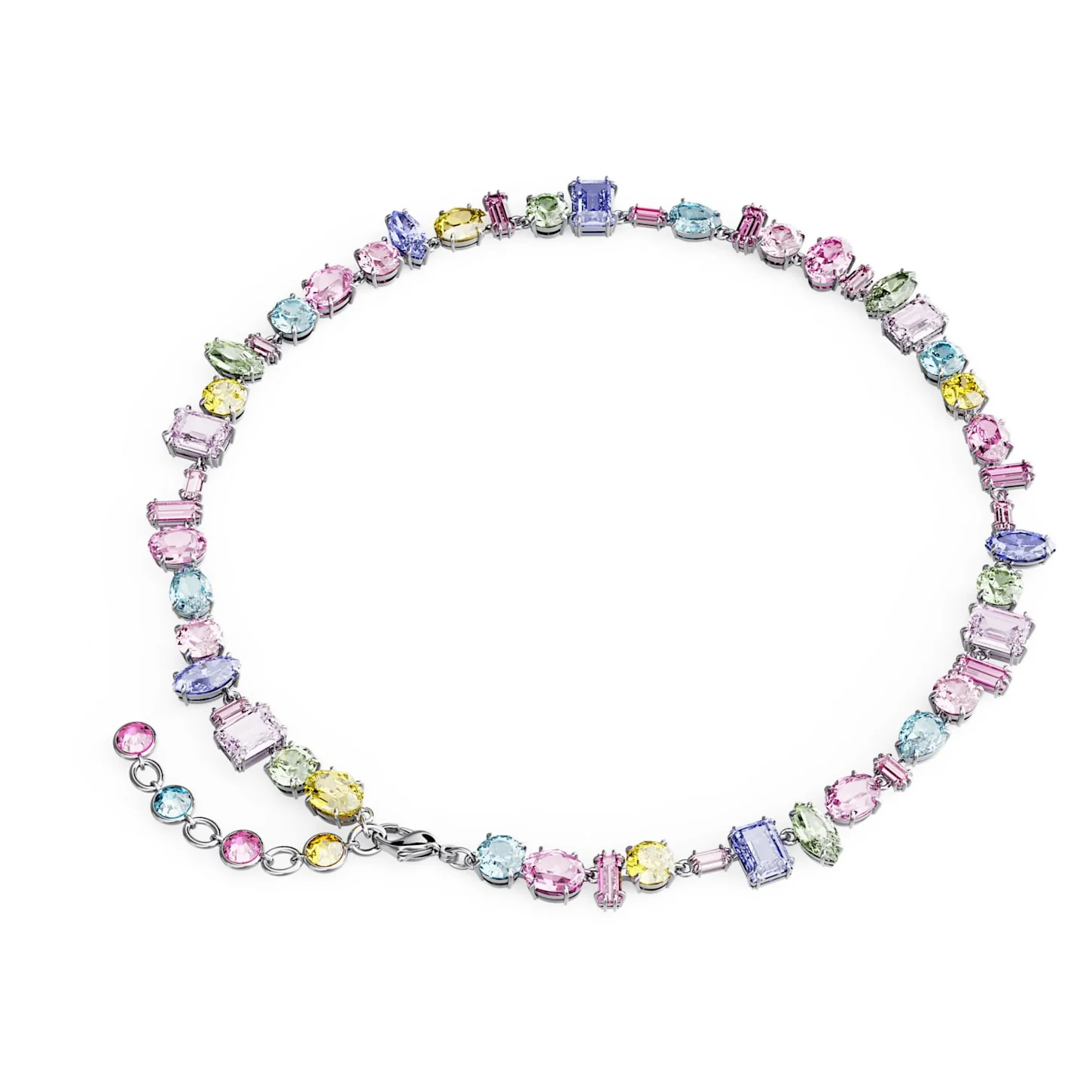 Gema necklace Mixed cuts, Multicolored, Rhodium plated - Image 4