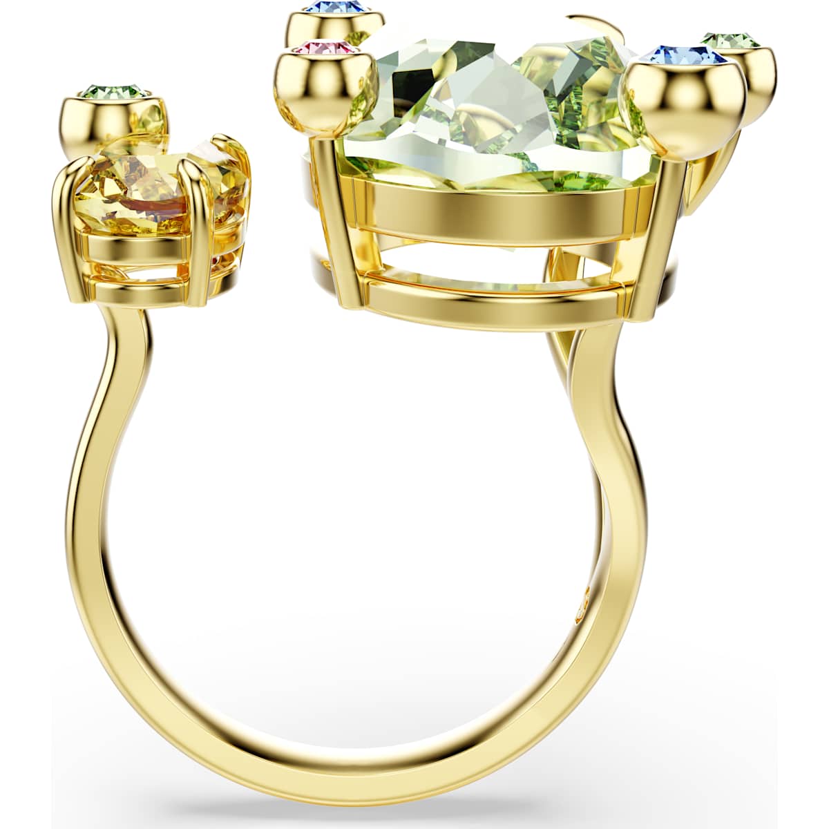 Gema open ring, Mixed cuts, Multicolored, Gold-tone plated - Image 3