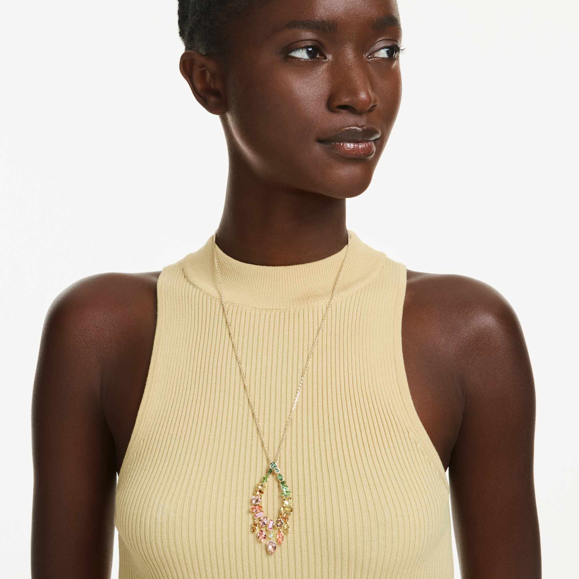 Gema pendant Mixed cuts, Multicolored, Gold-tone plated - Image 6