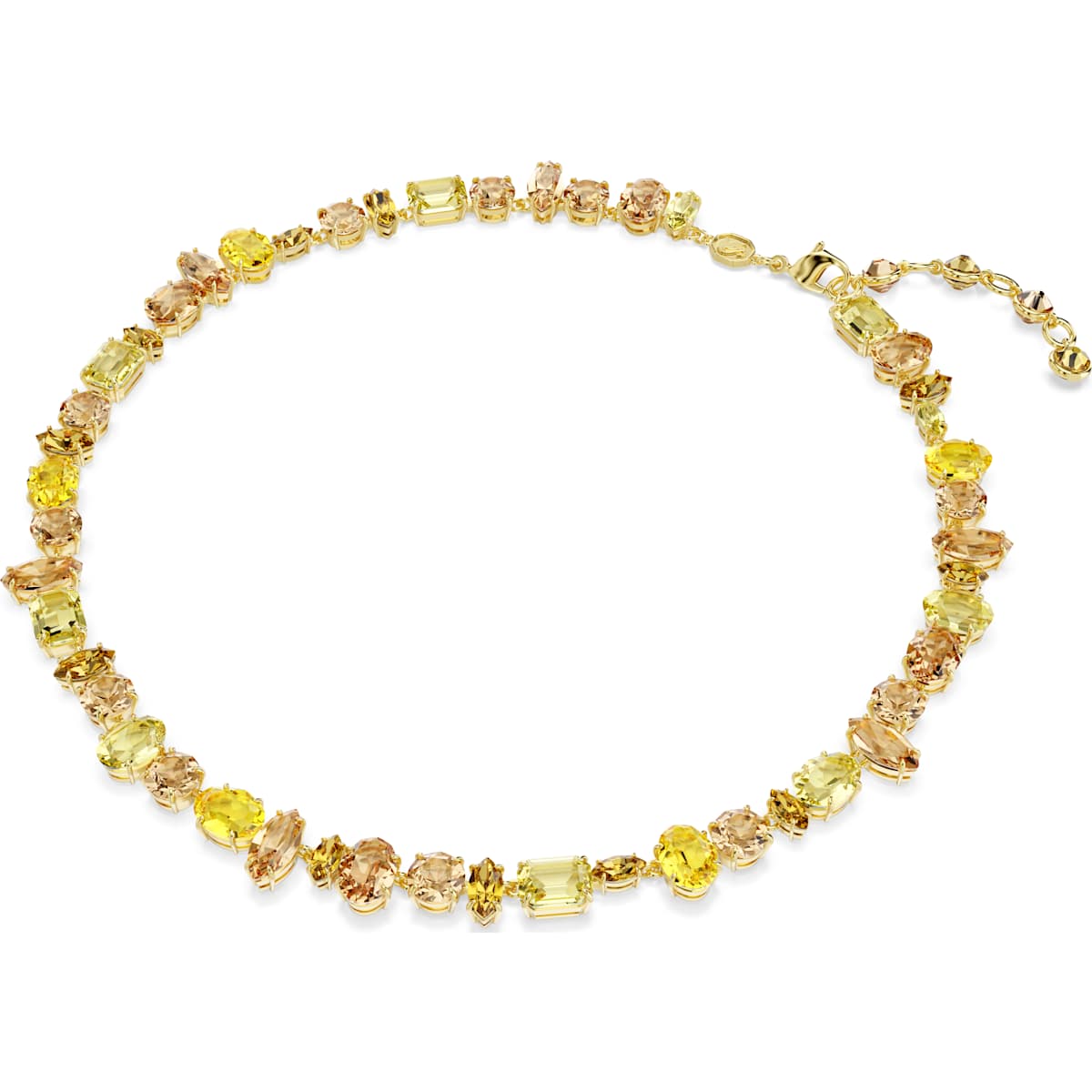Gema Tennis necklace, Mixed cuts, Yellow, Gold-tone plated - Image 2