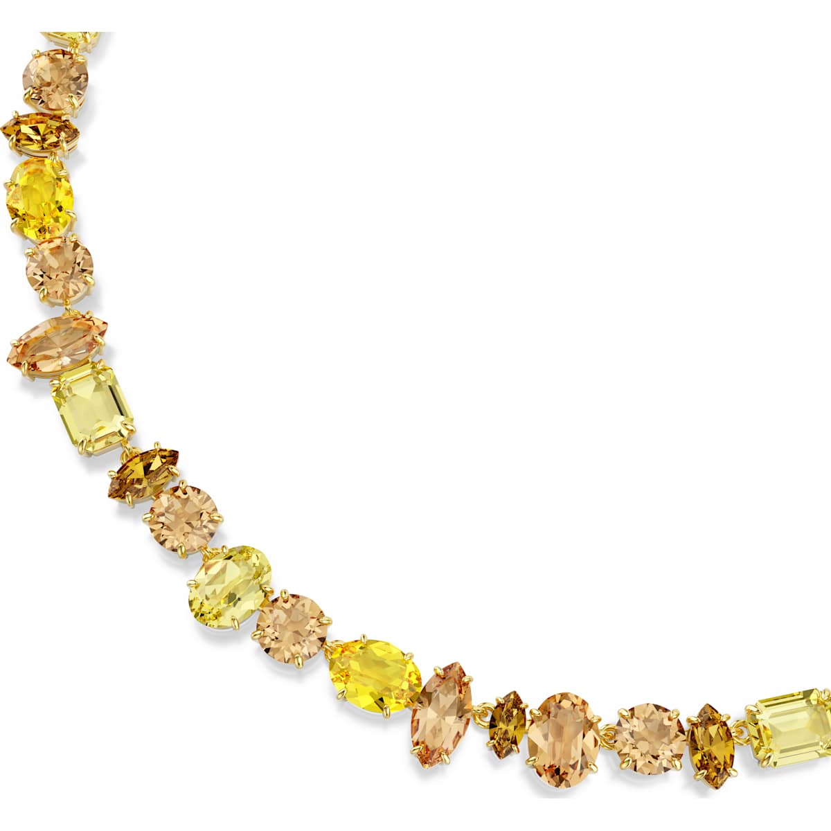 Gema Tennis necklace, Mixed cuts, Yellow, Gold-tone plated - Image 4