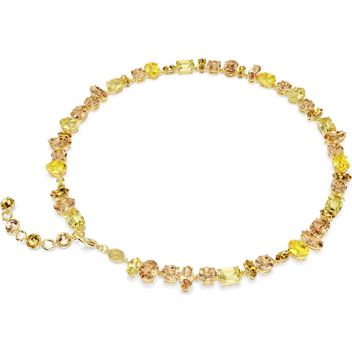Gema Tennis necklace, Mixed cuts, Yellow, Gold-tone plated - Image 5