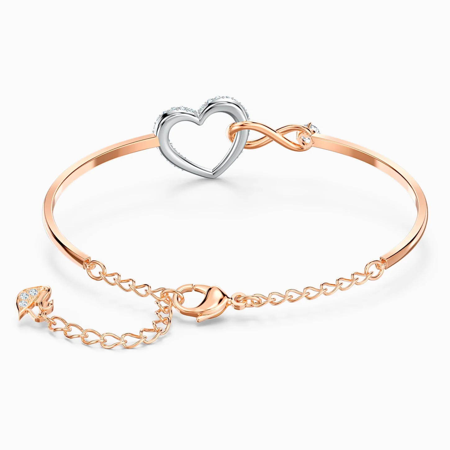 Hyperbola bangle Infinity and heart, White, Mixed metal finish - Image 3