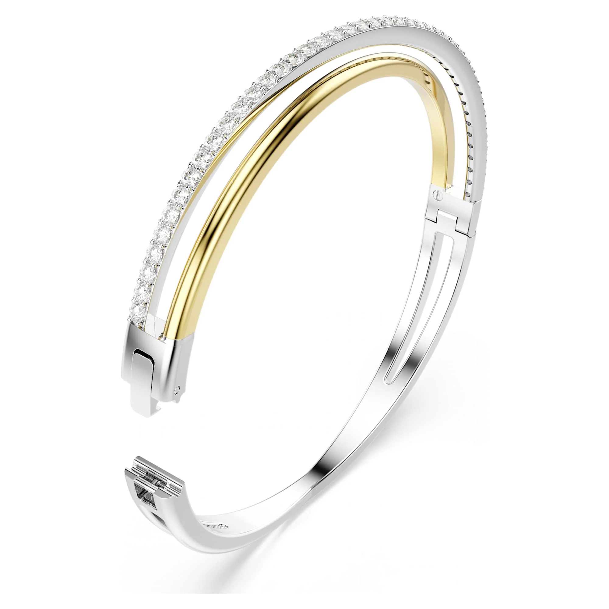 Hyperbola bangle Round cut, White, Mixed metal finish - Image 3