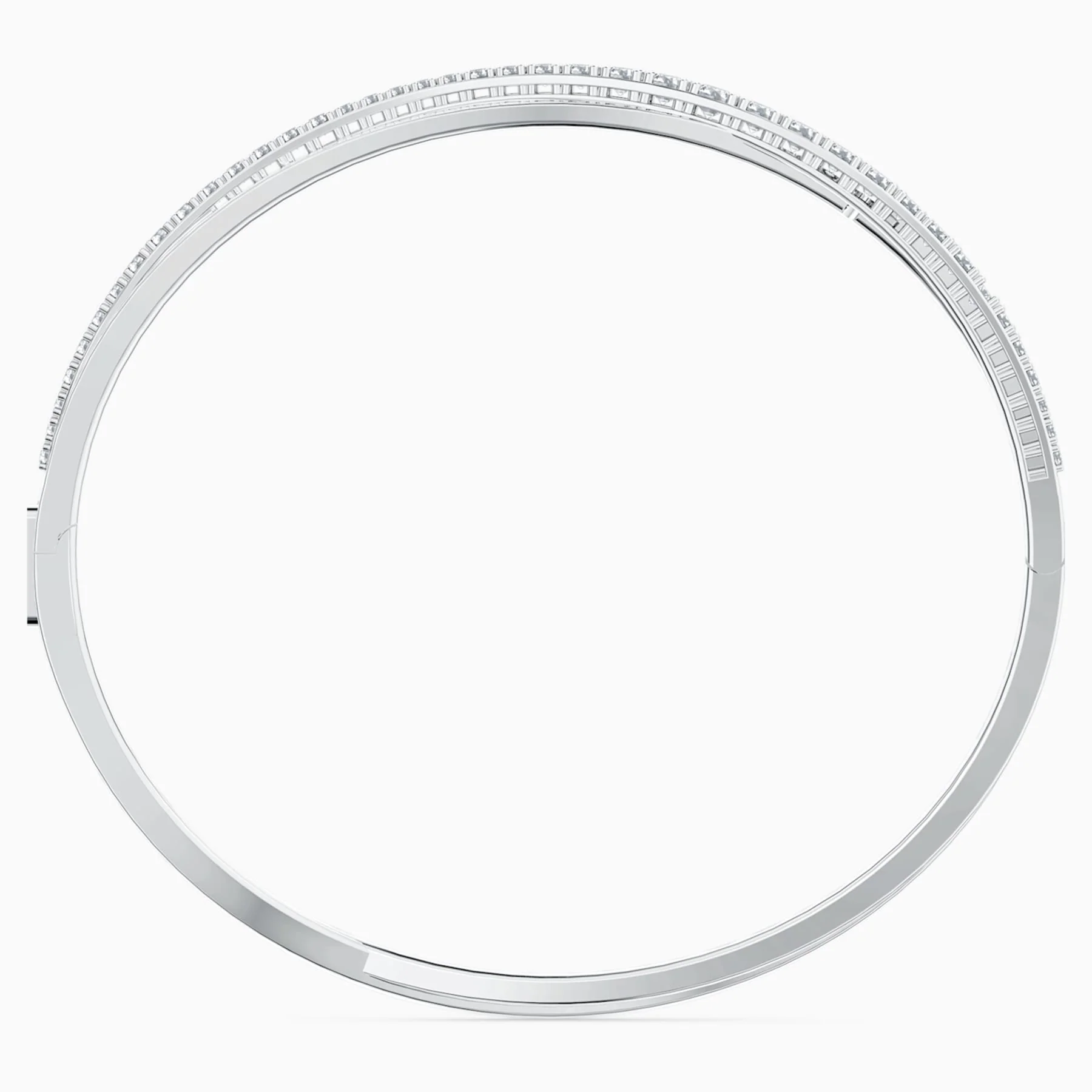 Hyperbola bangle Round cut, White, Rhodium plated - Image 3