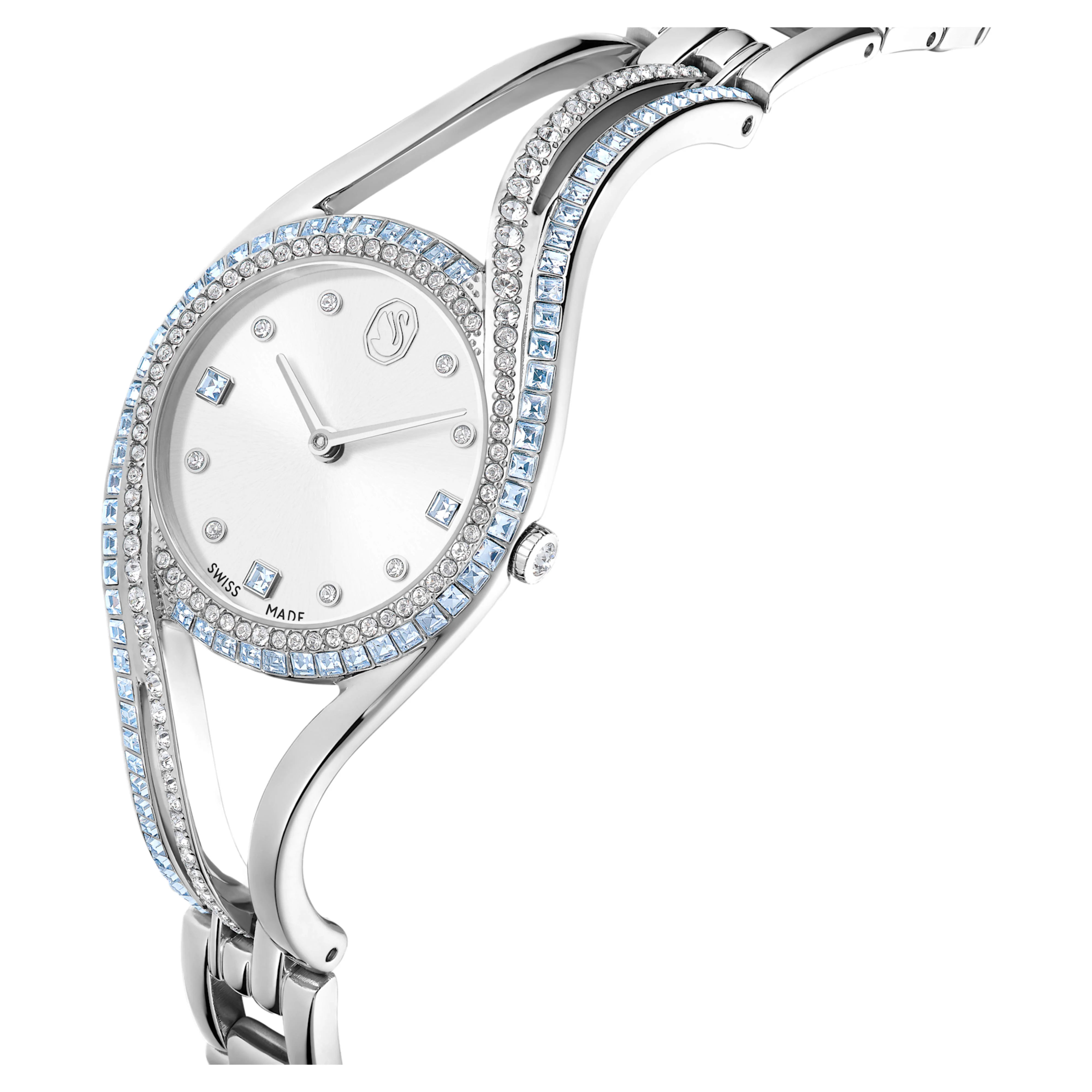 Hyperbola bangle watch Swiss Made, Metal bracelet, Blue, Stainless steel - Image 4