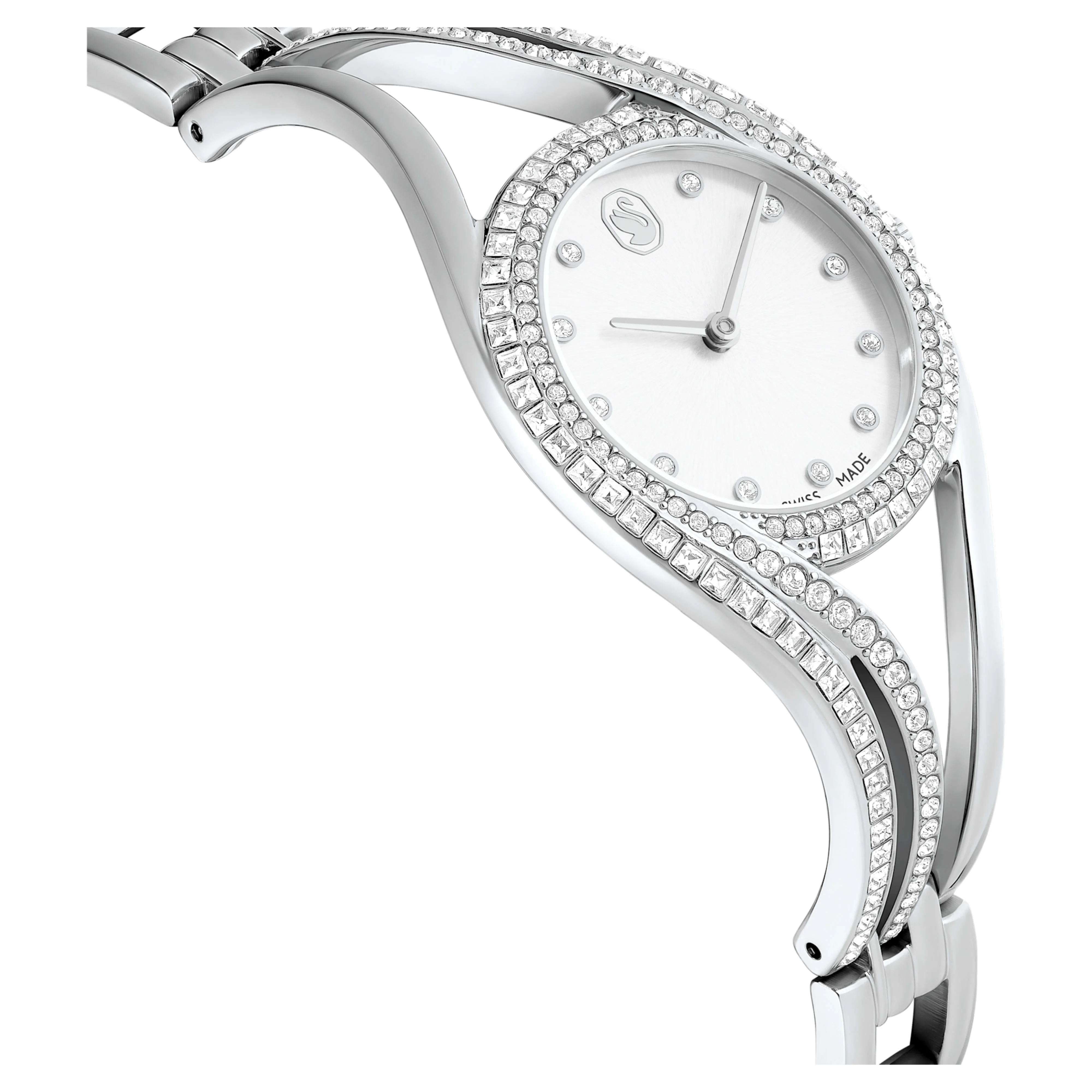Hyperbola bangle watch Swiss Made, Metal bracelet, Silver tone, Stainless steel - Image 5