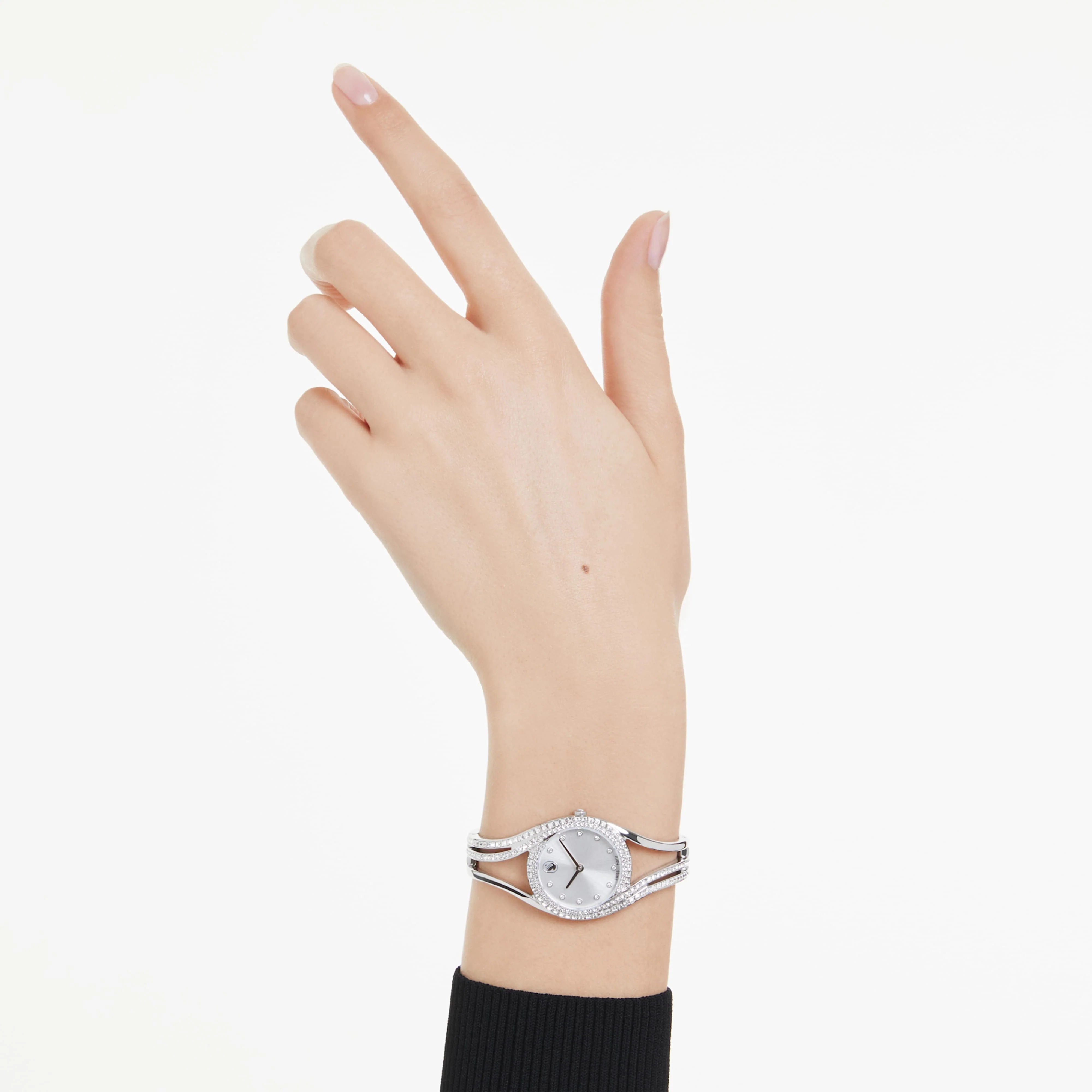 Hyperbola bangle watch Swiss Made, Metal bracelet, Silver tone, Stainless steel - Image 7