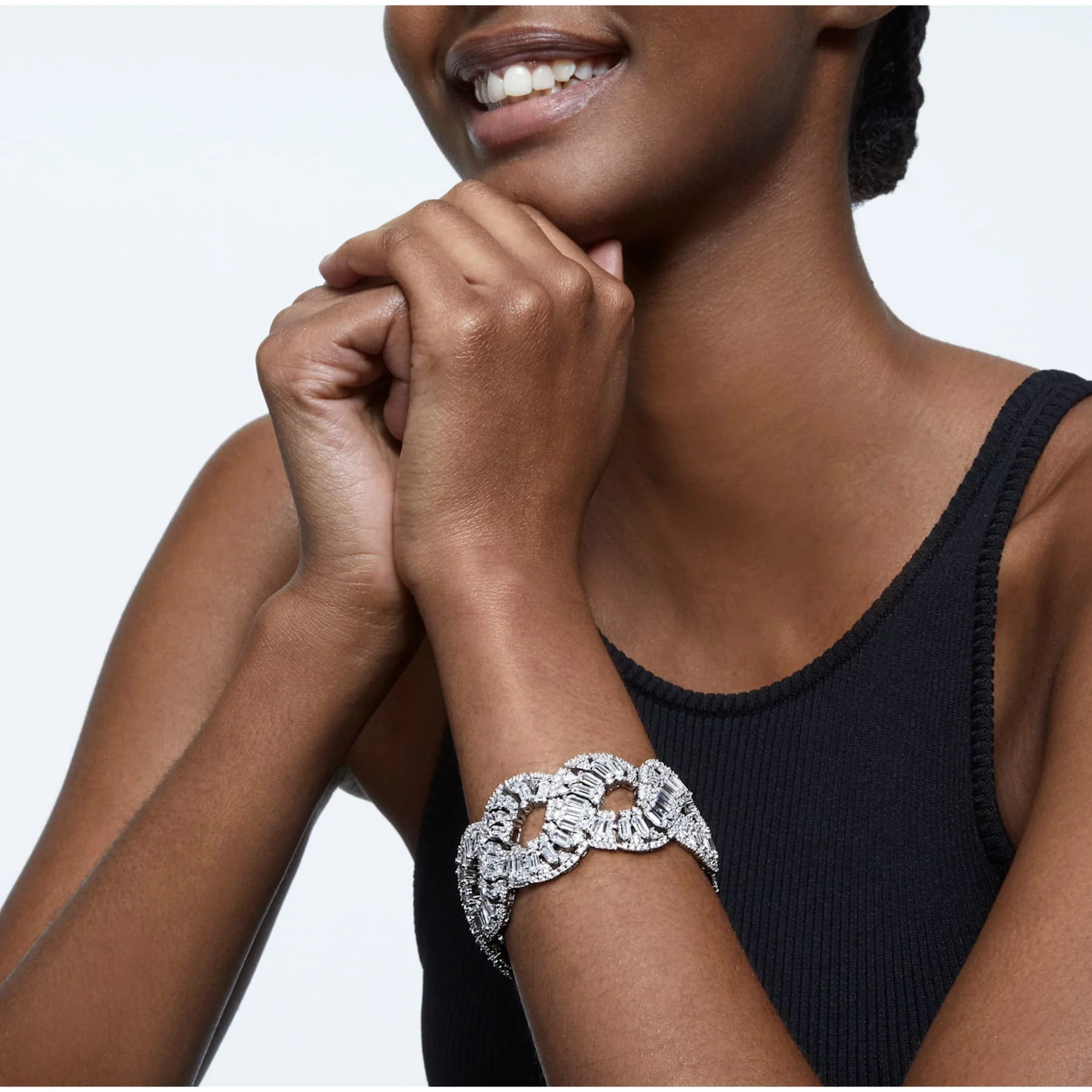 Hyperbola bracelet Wave, White, Rhodium plated - Image 3