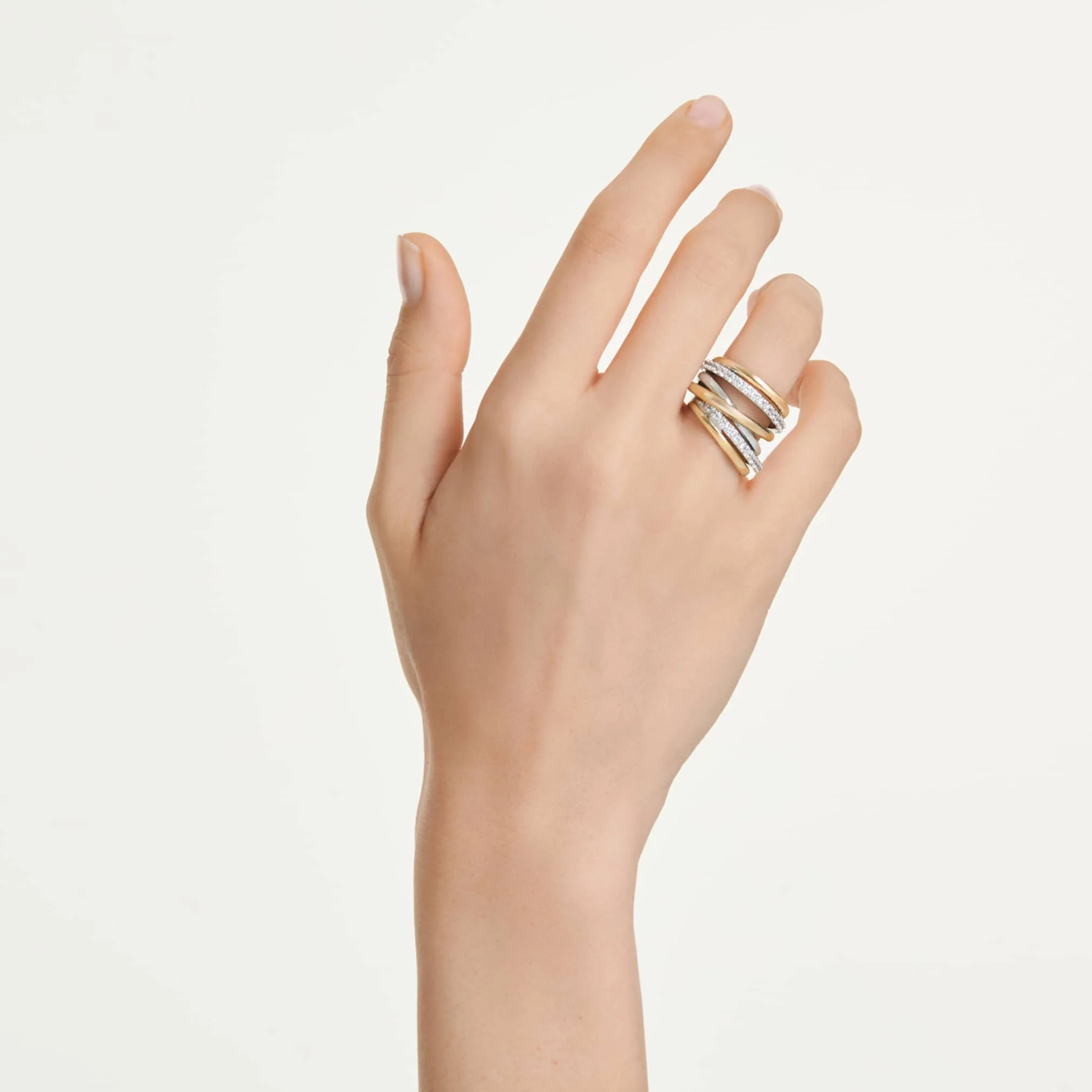 Hyperbola cocktail ring Round cut, White, Mixed metal finish - Image 5