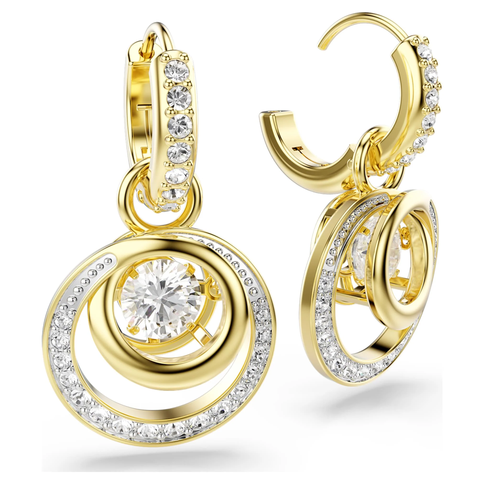 Hyperbola drop earrings Round cut, White, Gold-tone plated - Image 3
