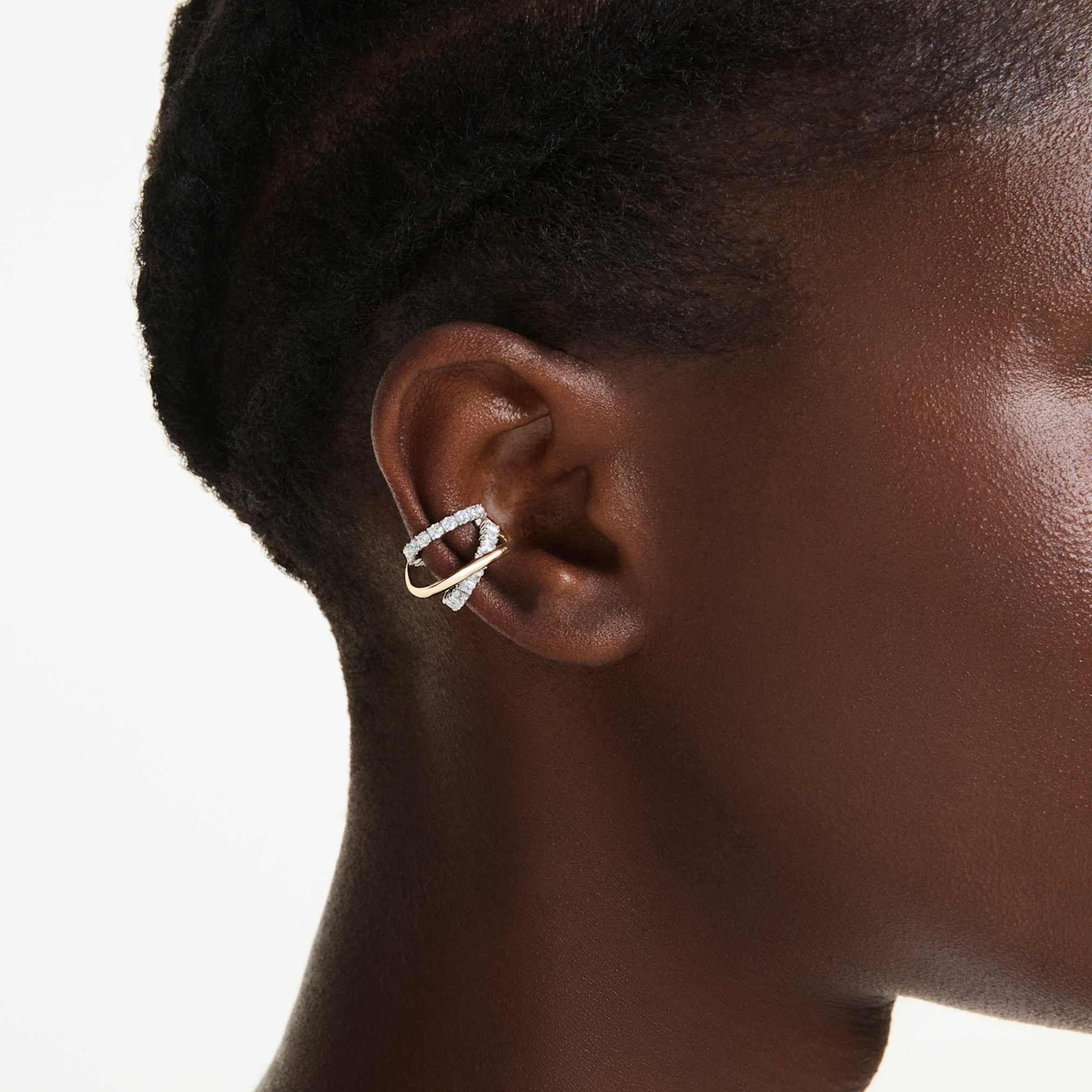 Hyperbola ear cuffs Mixed cuts, White, Mixed metal finish - Image 5