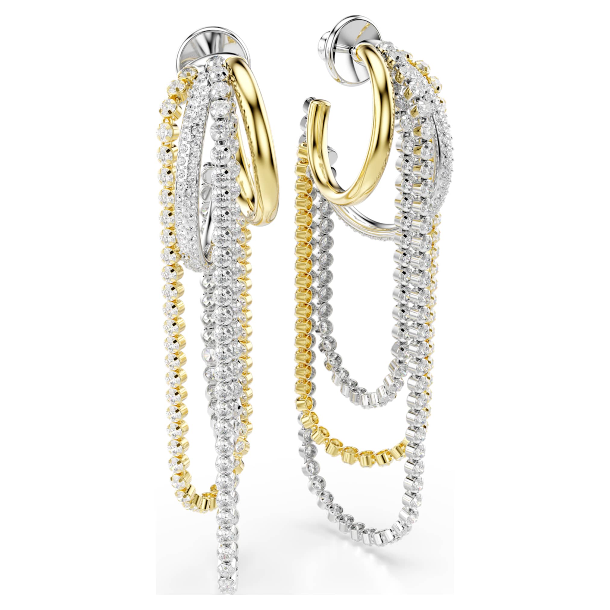 Hyperbola earrings Layered, Round cut, White, Mixed metal finish - Image 3