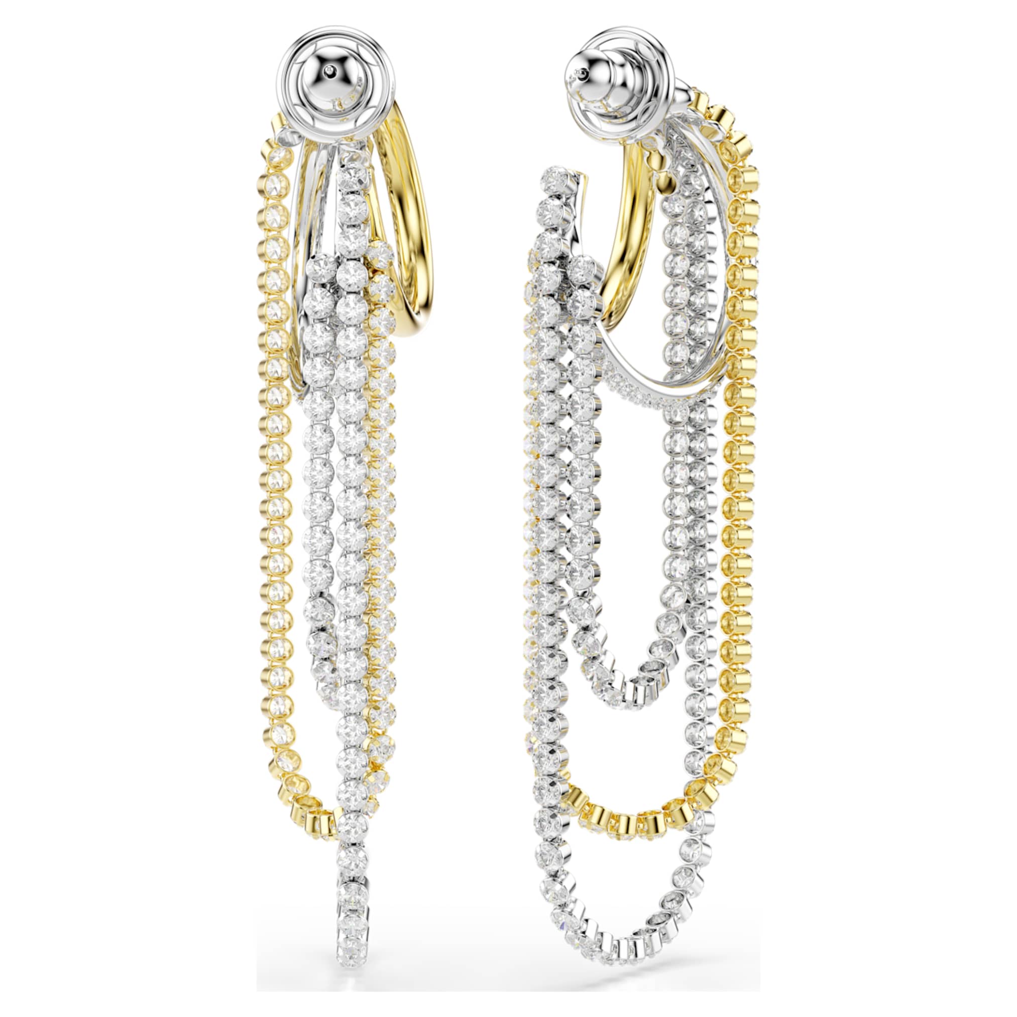 Hyperbola earrings Layered, Round cut, White, Mixed metal finish - Image 4