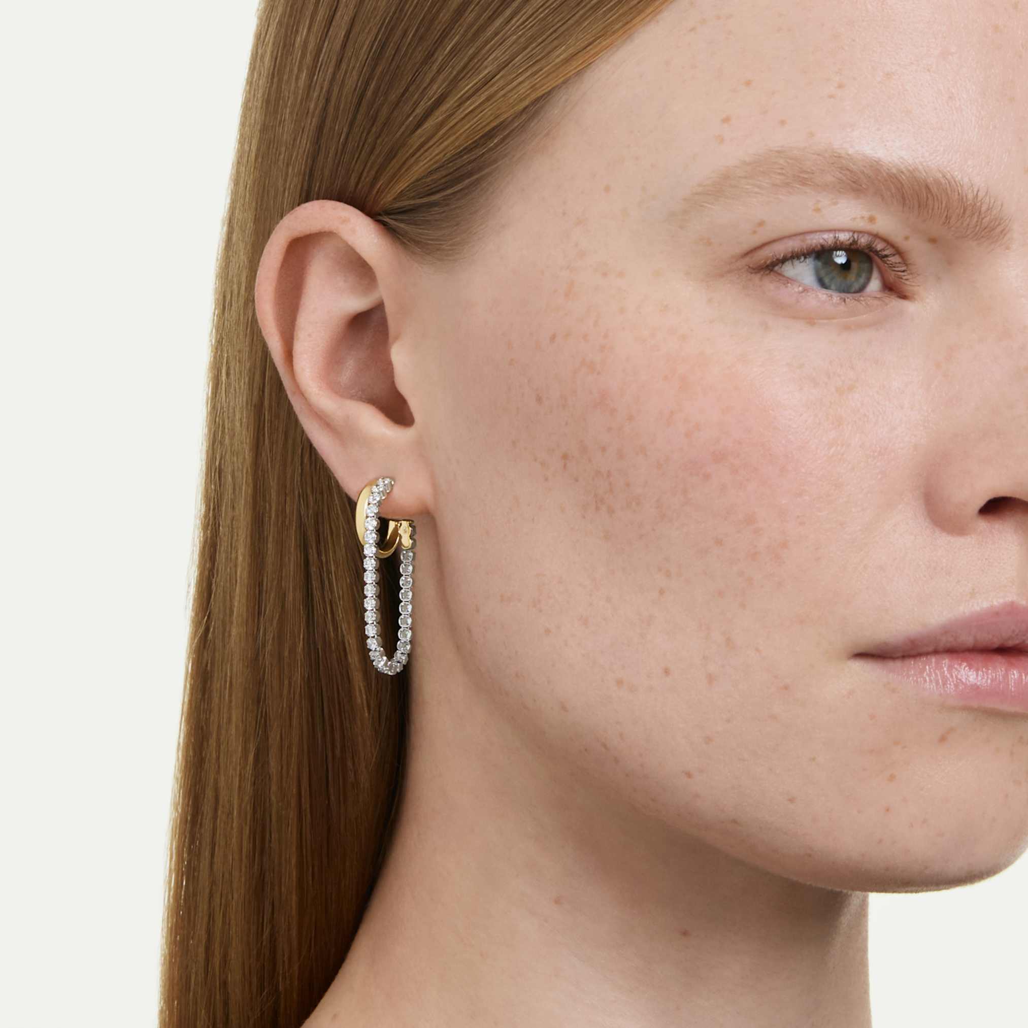 Hyperbola earrings Round cut, White, Mixed metal finish - Image 5