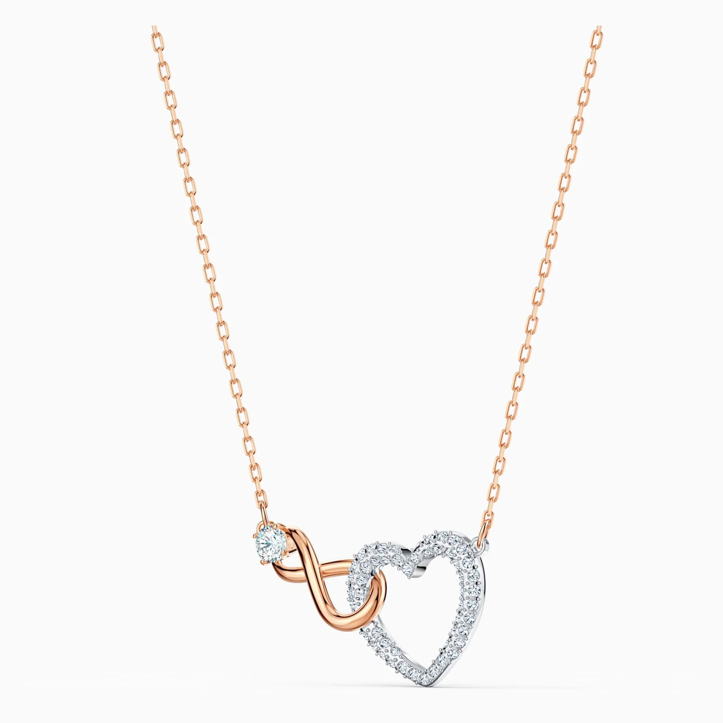 Hyperbola necklace Infinity and heart, White, Mixed metal finish - Image 3