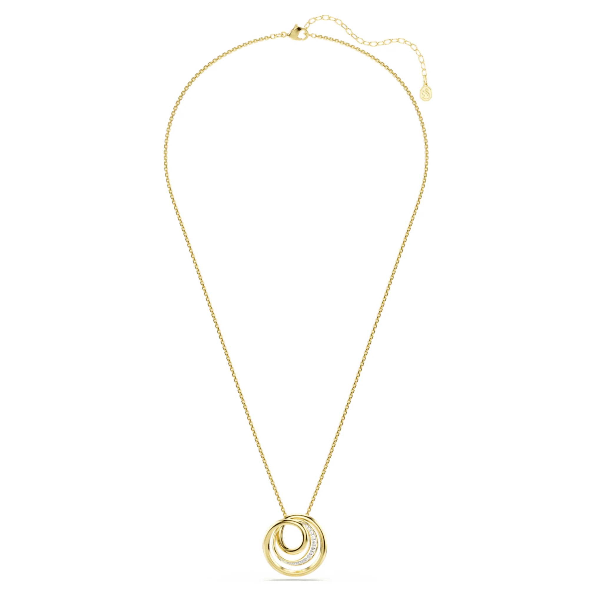 Hyperbola necklace Round cut, White, Gold-tone plated - Image 2