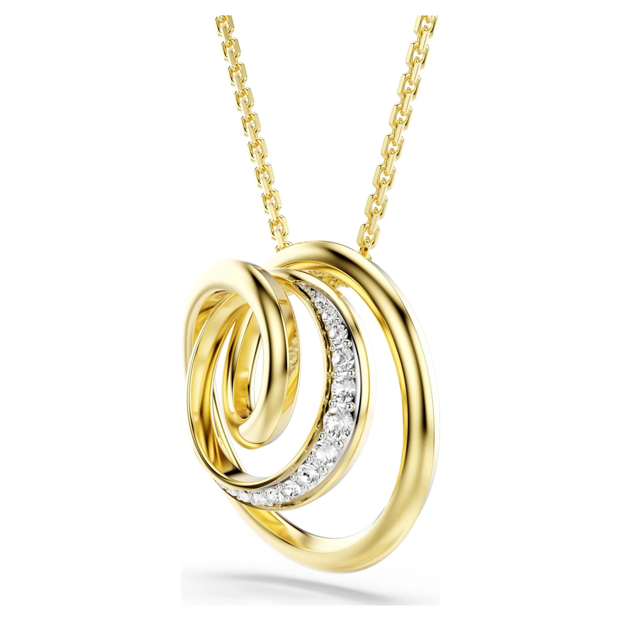 Hyperbola necklace Round cut, White, Gold-tone plated - Image 3