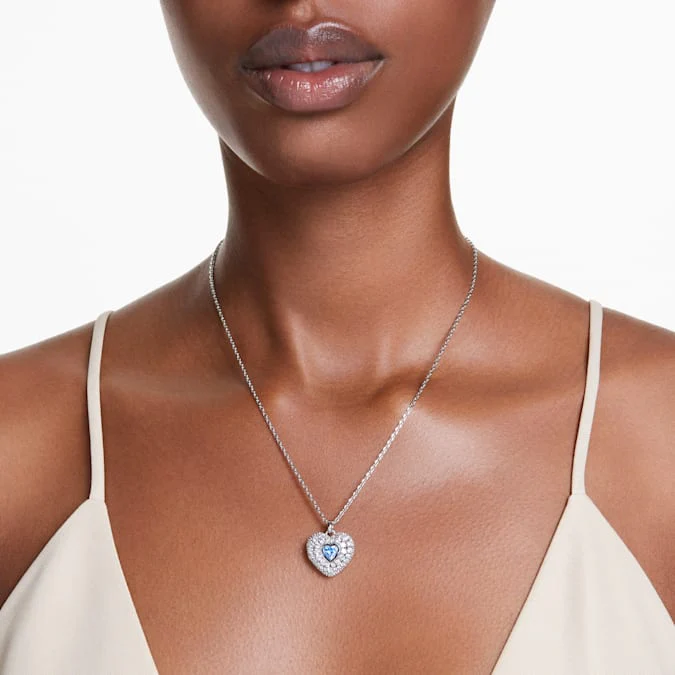 Hyperbola pendant Heart, Blue, Rhodium plated - Image 5