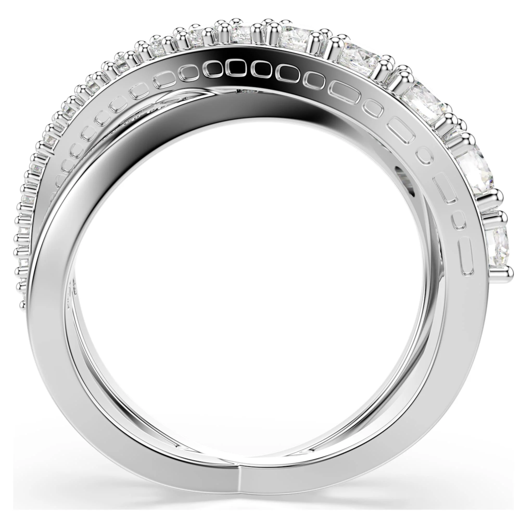 Hyperbola ring Mixed cuts, White, Silver-tone finish - Image 3