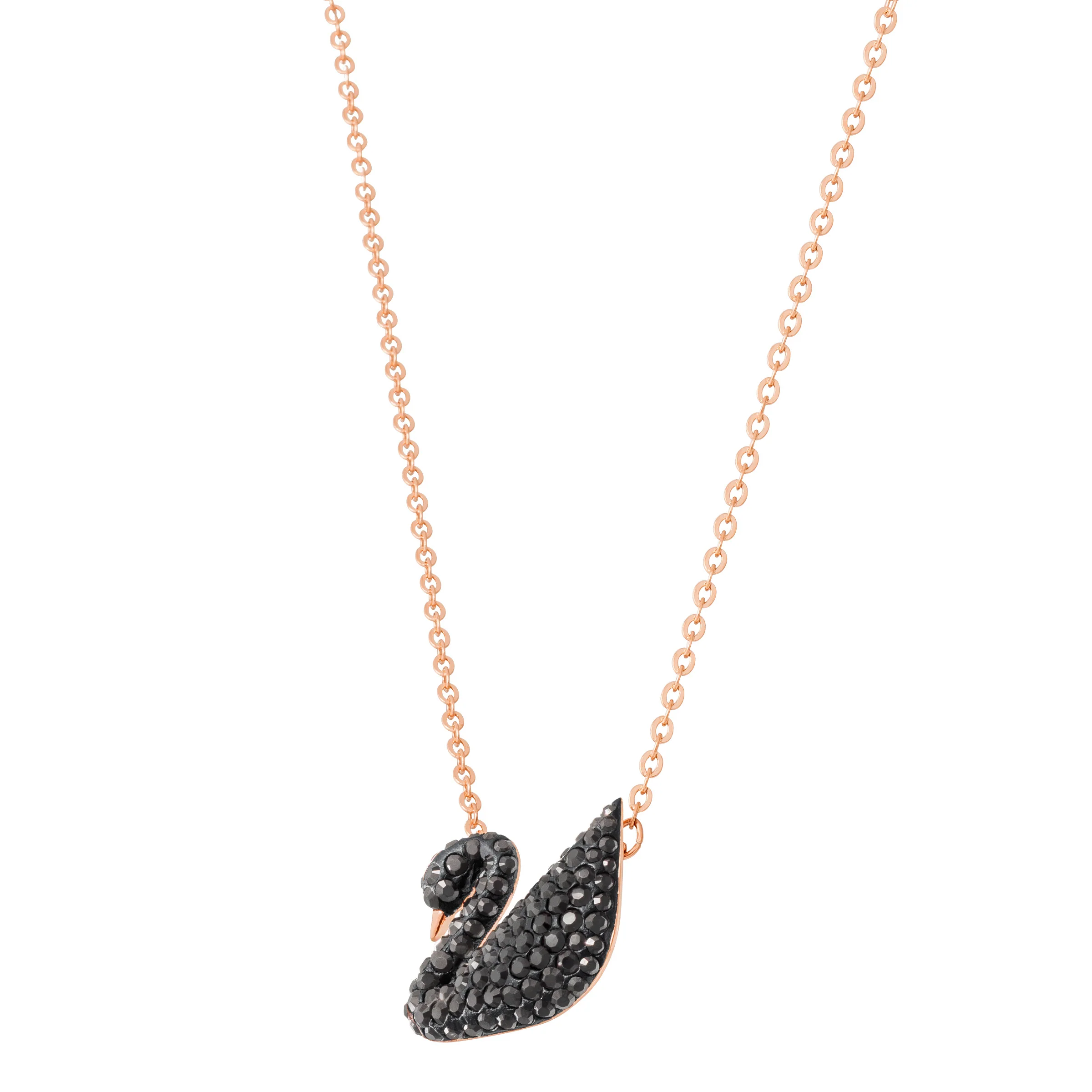 ICONIC SWAN PENDANT, BLACK, ROSE-GOLD TONE PLATED - Image 2