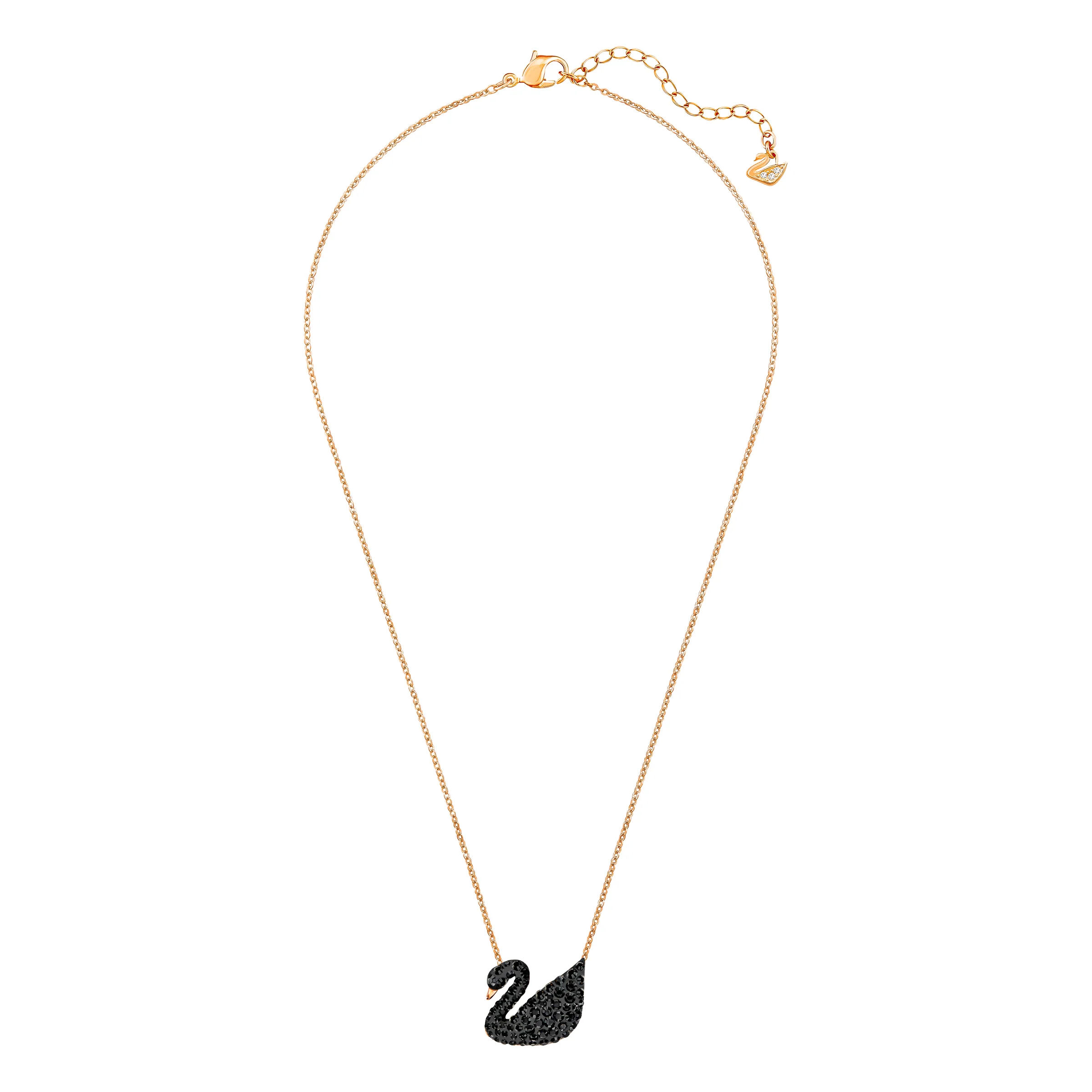 ICONIC SWAN PENDANT, BLACK, ROSE-GOLD TONE PLATED - Image 3