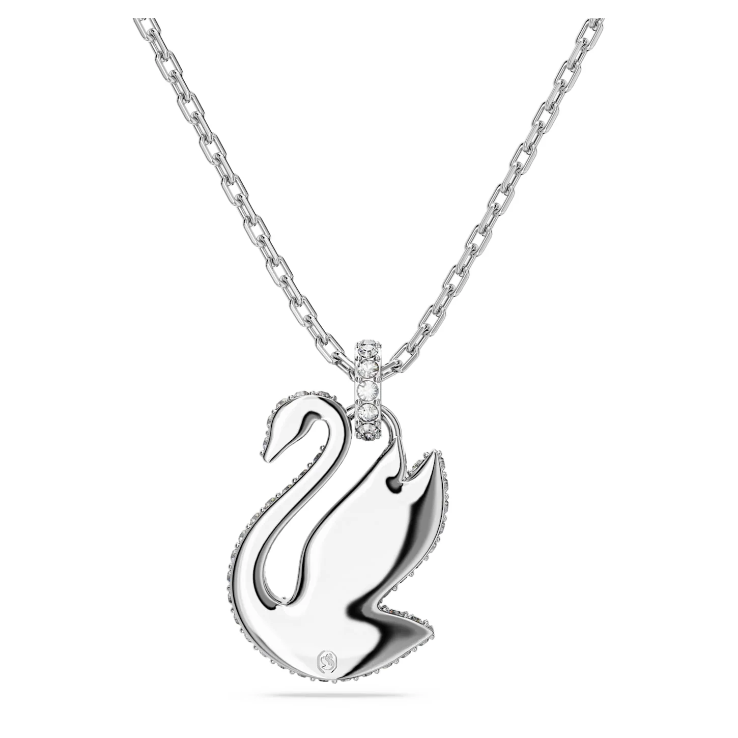 Iconic Swan pendant Swan, Small, White, Rhodium plated - Image 4