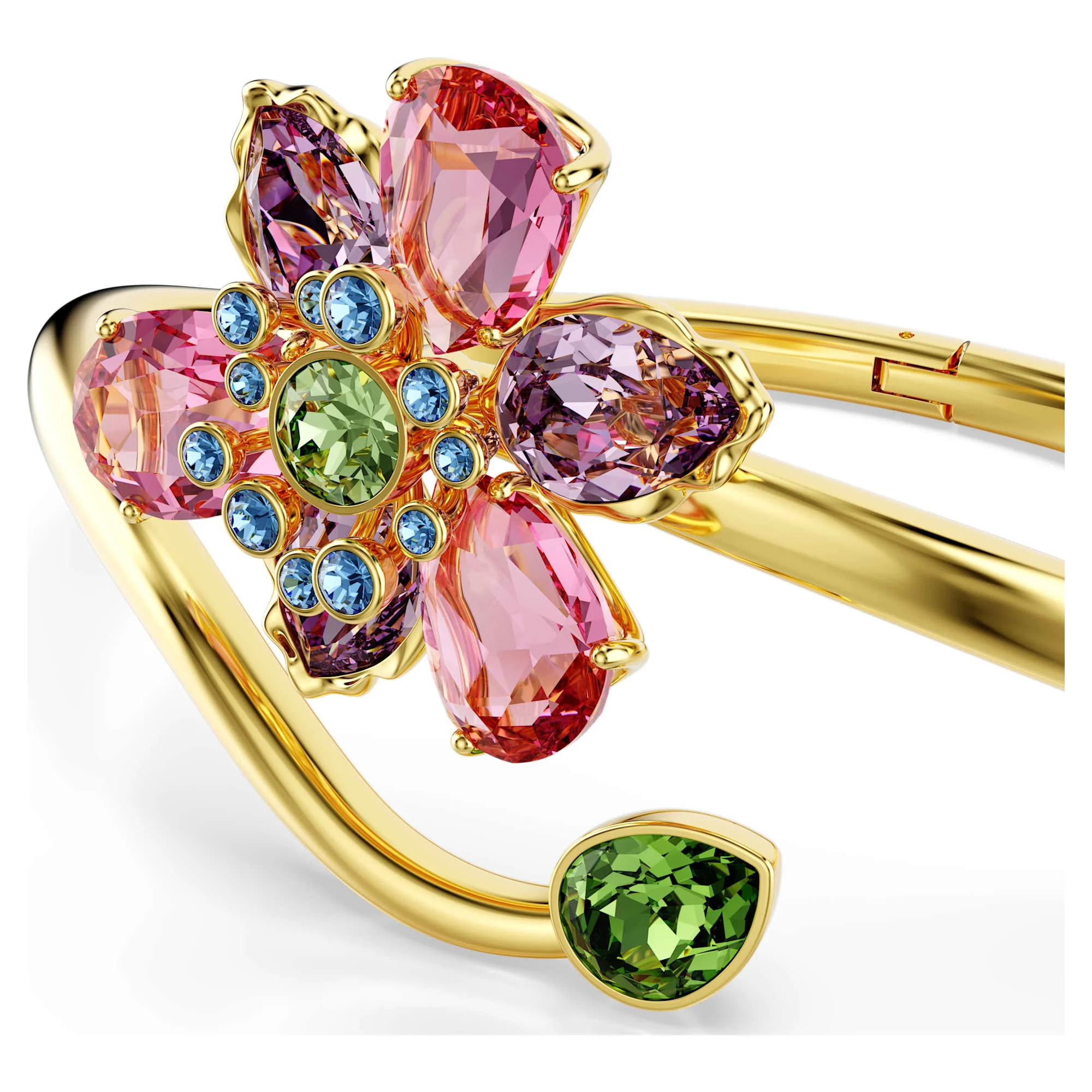 Idyllia bangle Mixed cuts, Flower, Multicolored, Gold-tone plated - Image 4
