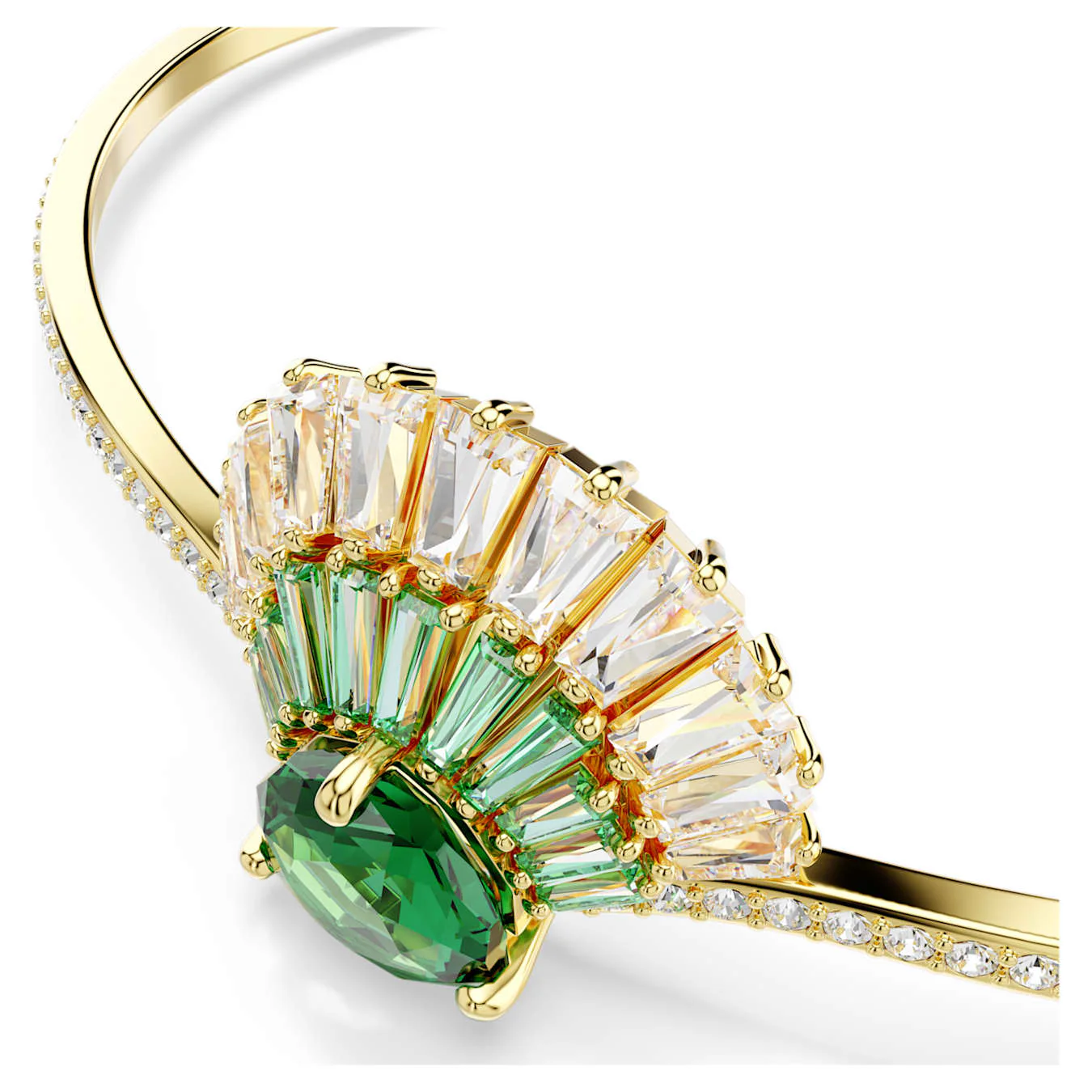 Idyllia bangle Mixed cuts, Shell, Green, Gold-tone plated - Image 4