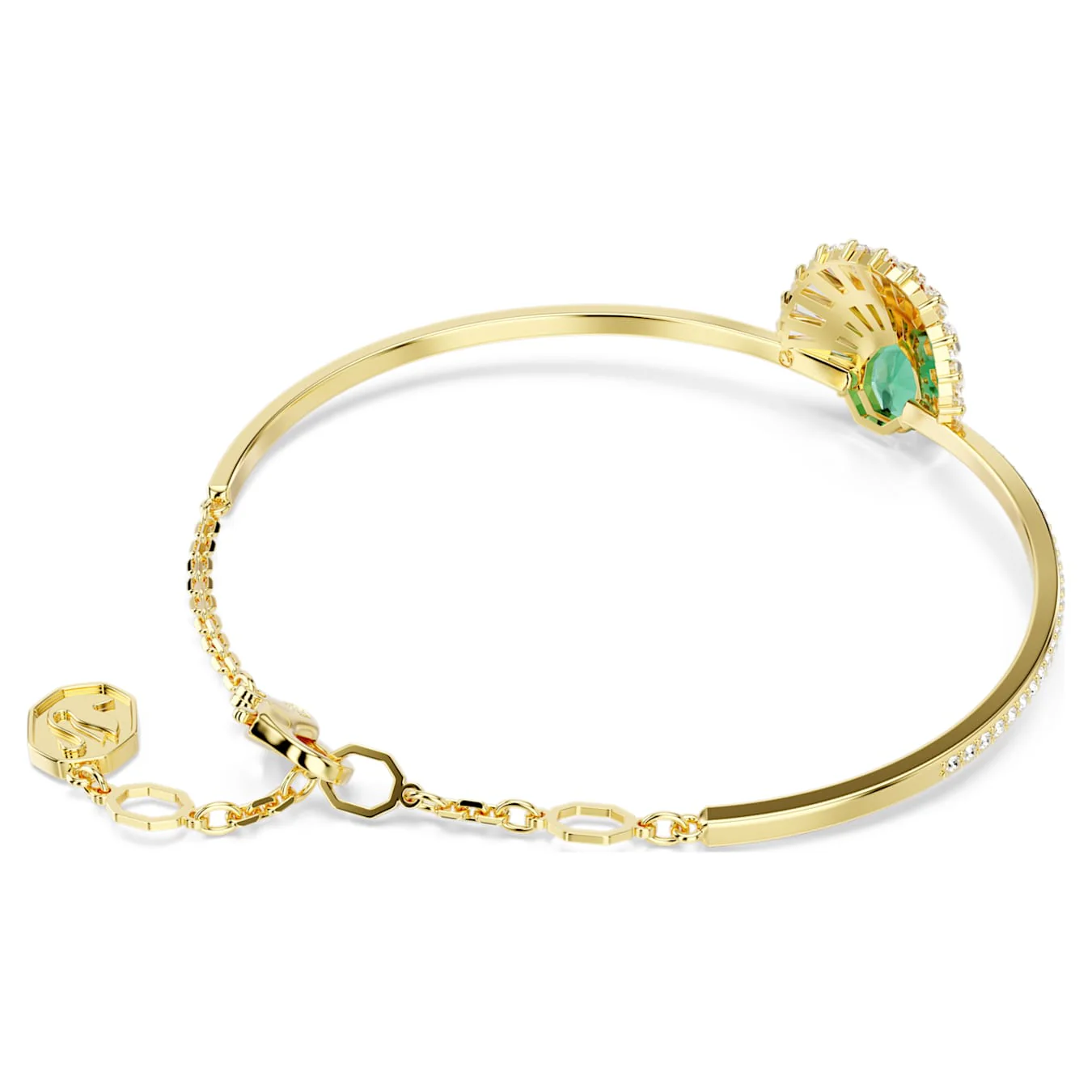Idyllia bangle Mixed cuts, Shell, Green, Gold-tone plated - Image 5