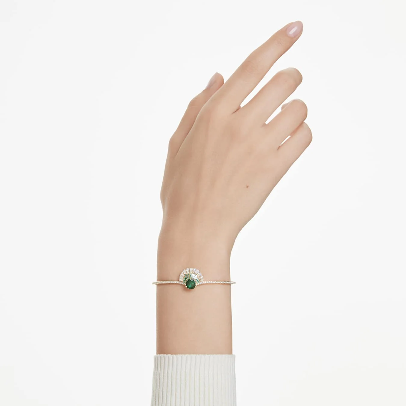 Idyllia bangle Mixed cuts, Shell, Green, Gold-tone plated - Image 6