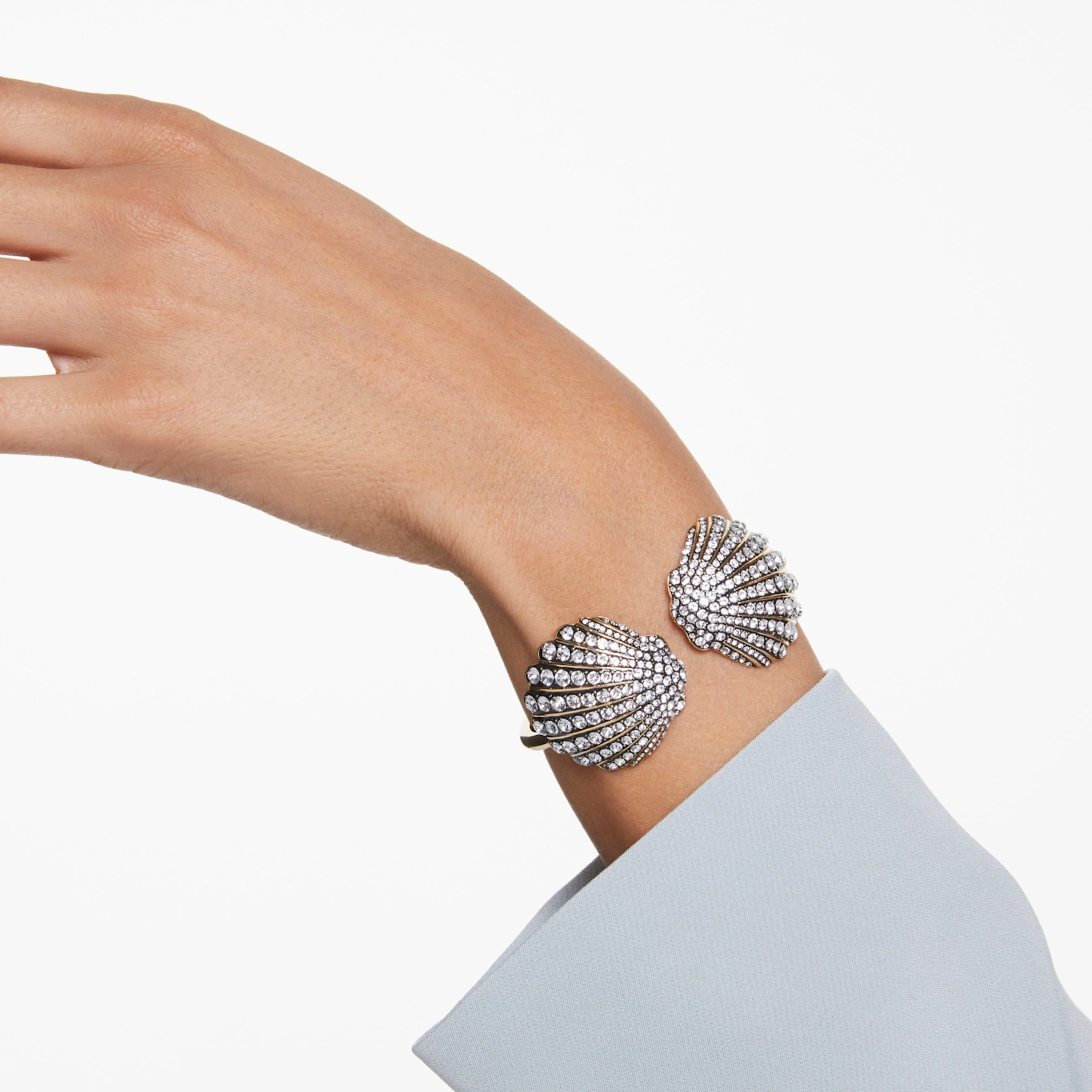 Idyllia bangle Shell, White, Gold-tone plated - Image 5
