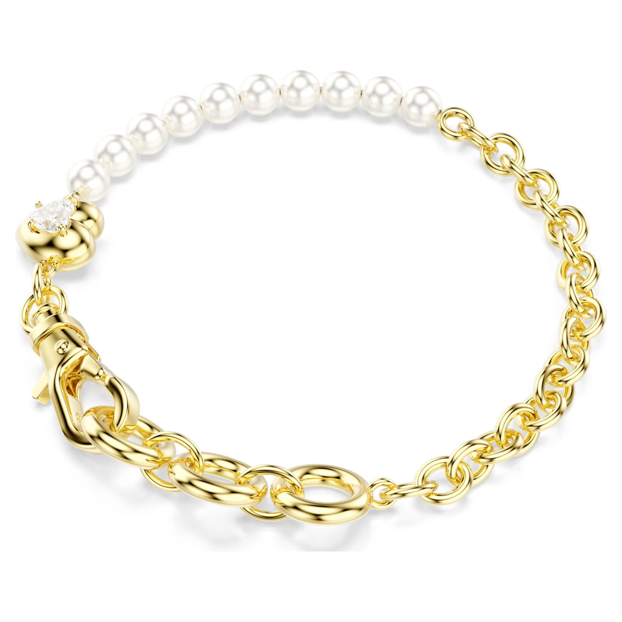 Idyllia bracelet Crystal pearl, White, Gold-tone plated - Image 2