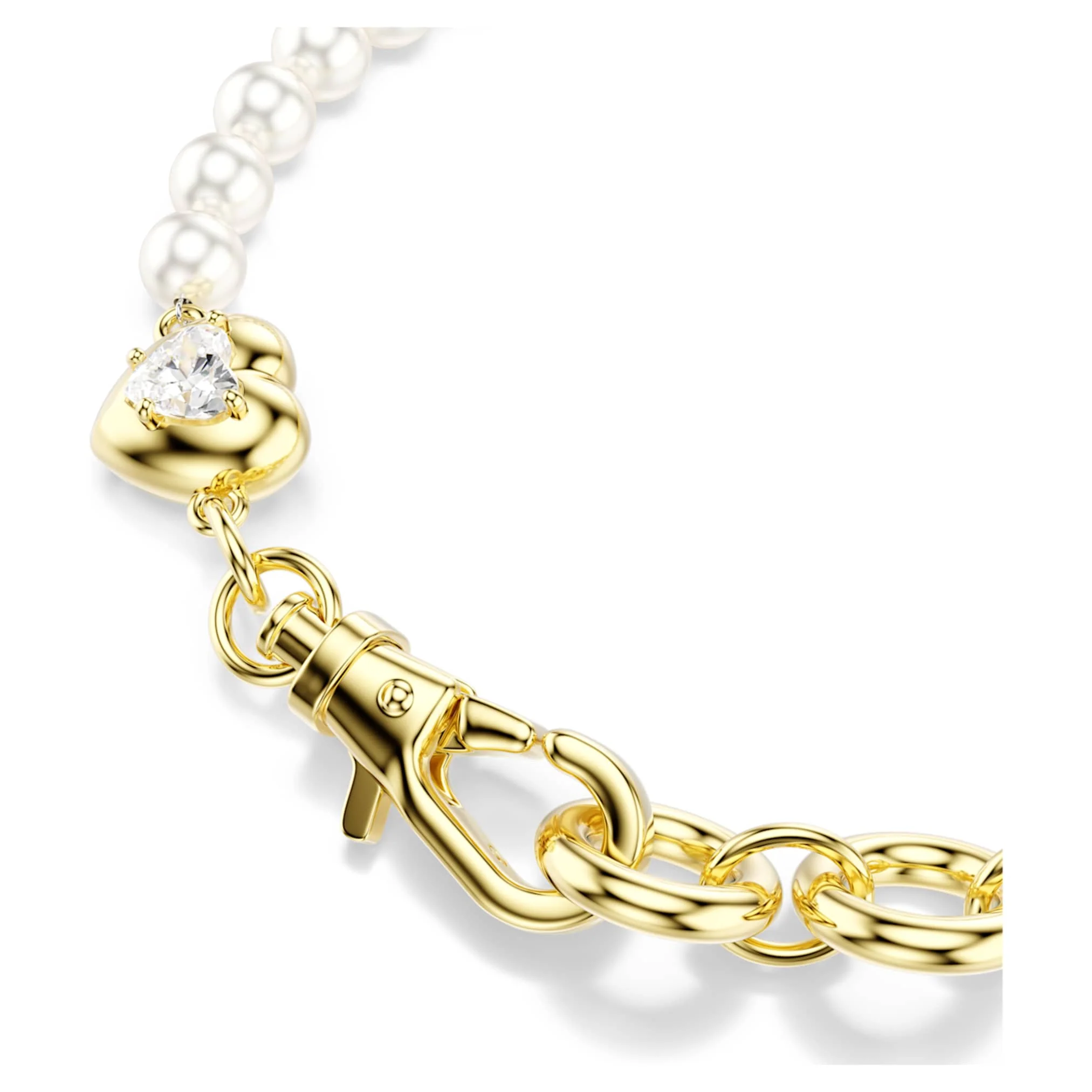 Idyllia bracelet Crystal pearl, White, Gold-tone plated - Image 4