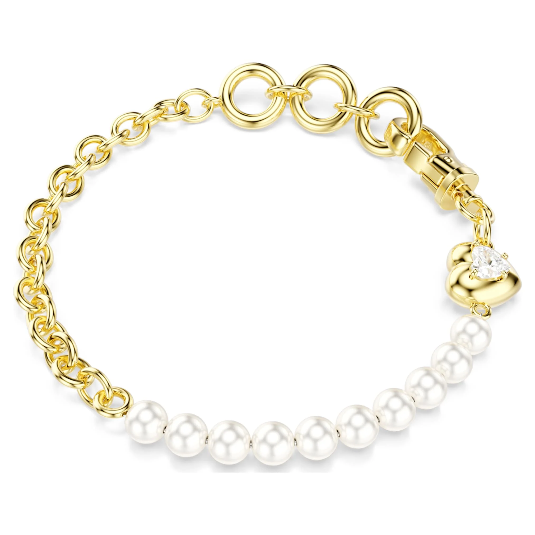 Idyllia bracelet Crystal pearl, White, Gold-tone plated - Image 5