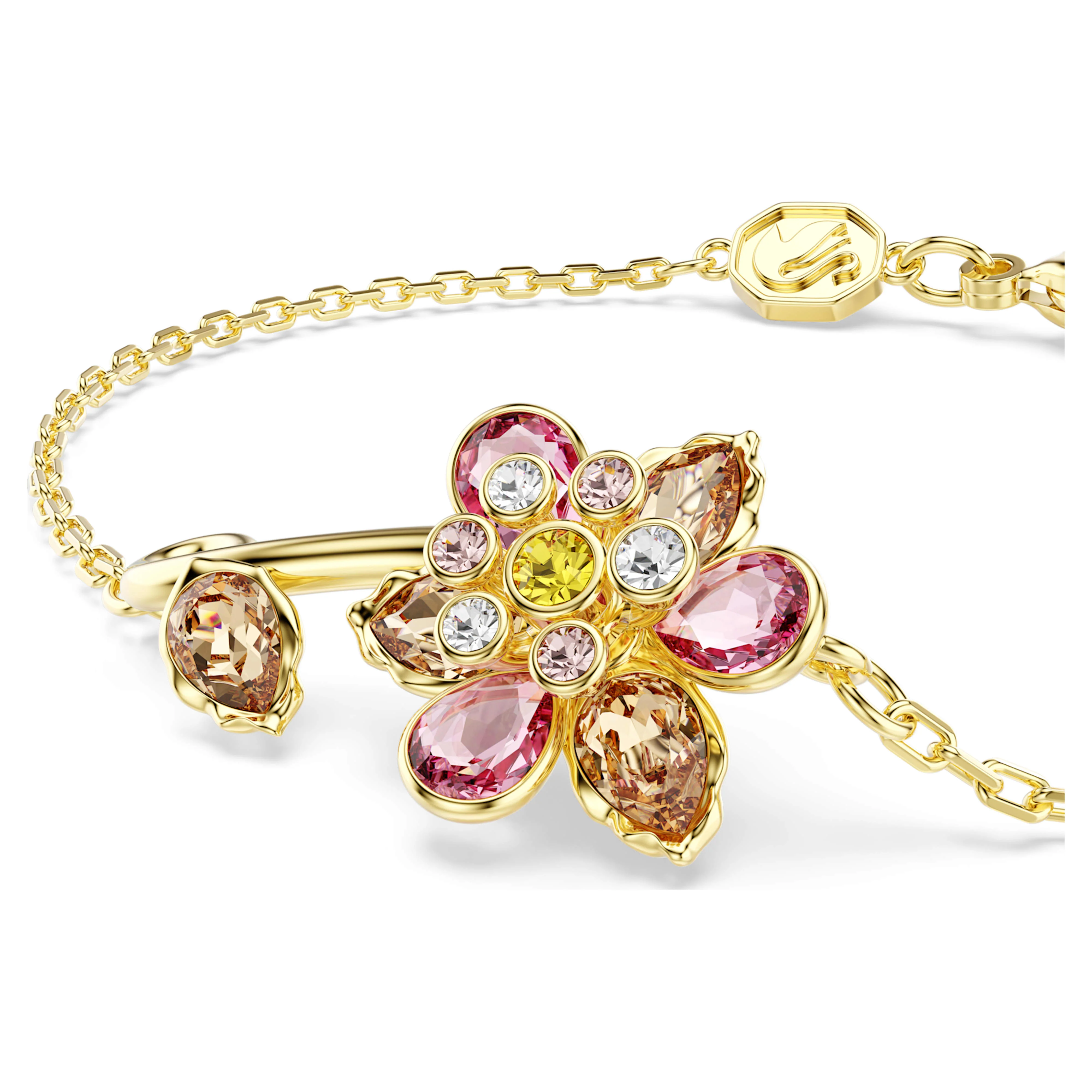 Idyllia bracelet Mixed cuts, Flower, Multicolored, Gold-tone plated - Image 4