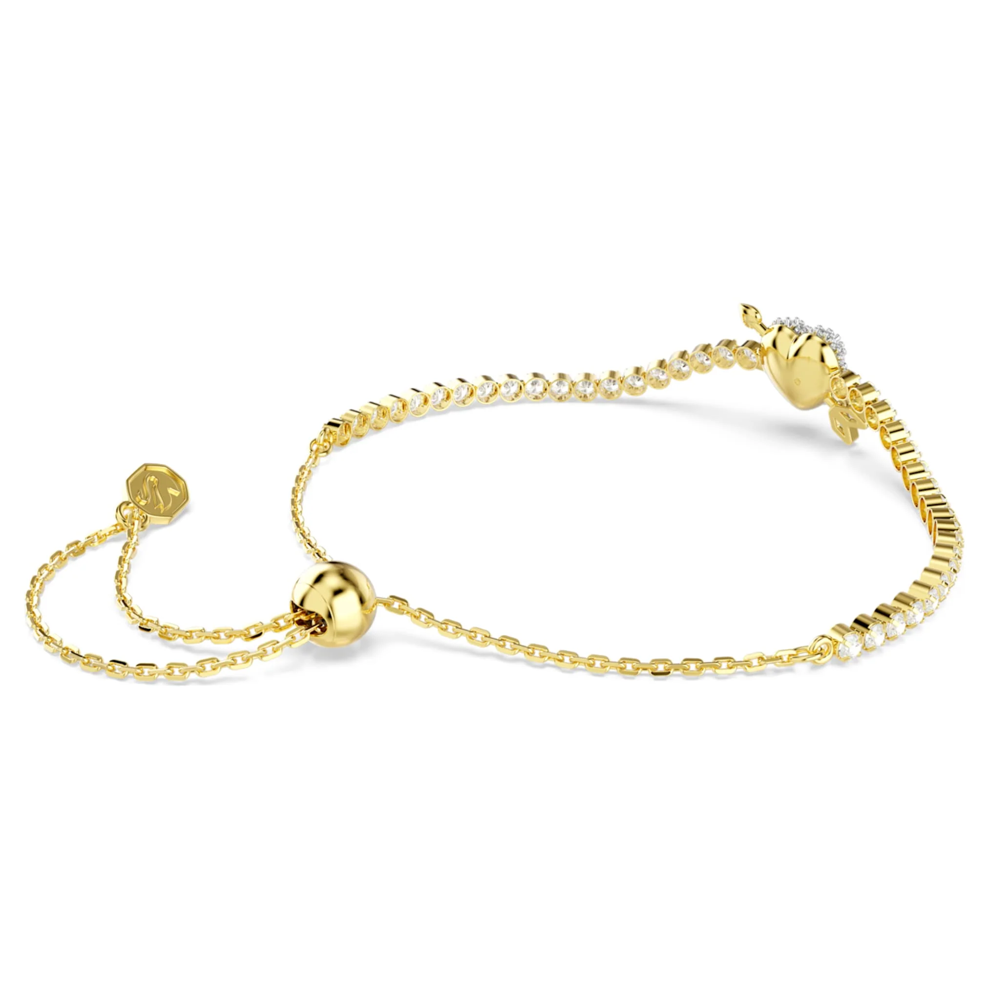 Idyllia bracelet Mixed cuts, Heart with arrow, White, Gold-tone plated - Image 5