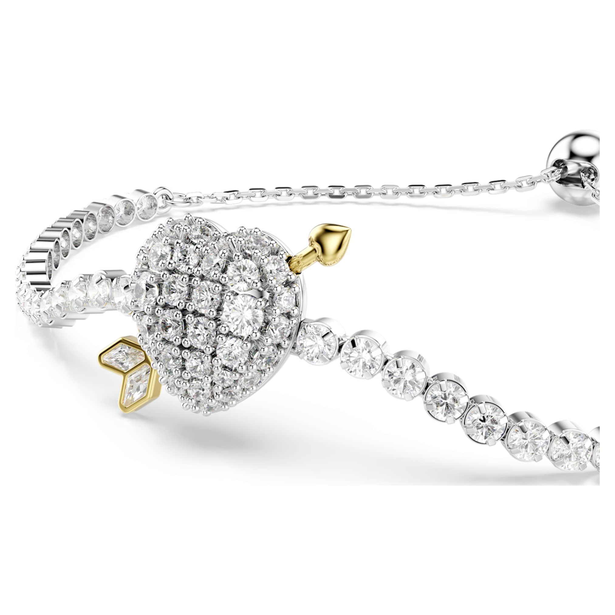 Idyllia bracelet Mixed cuts, Heart with arrow, White, Rhodium plated - Image 4