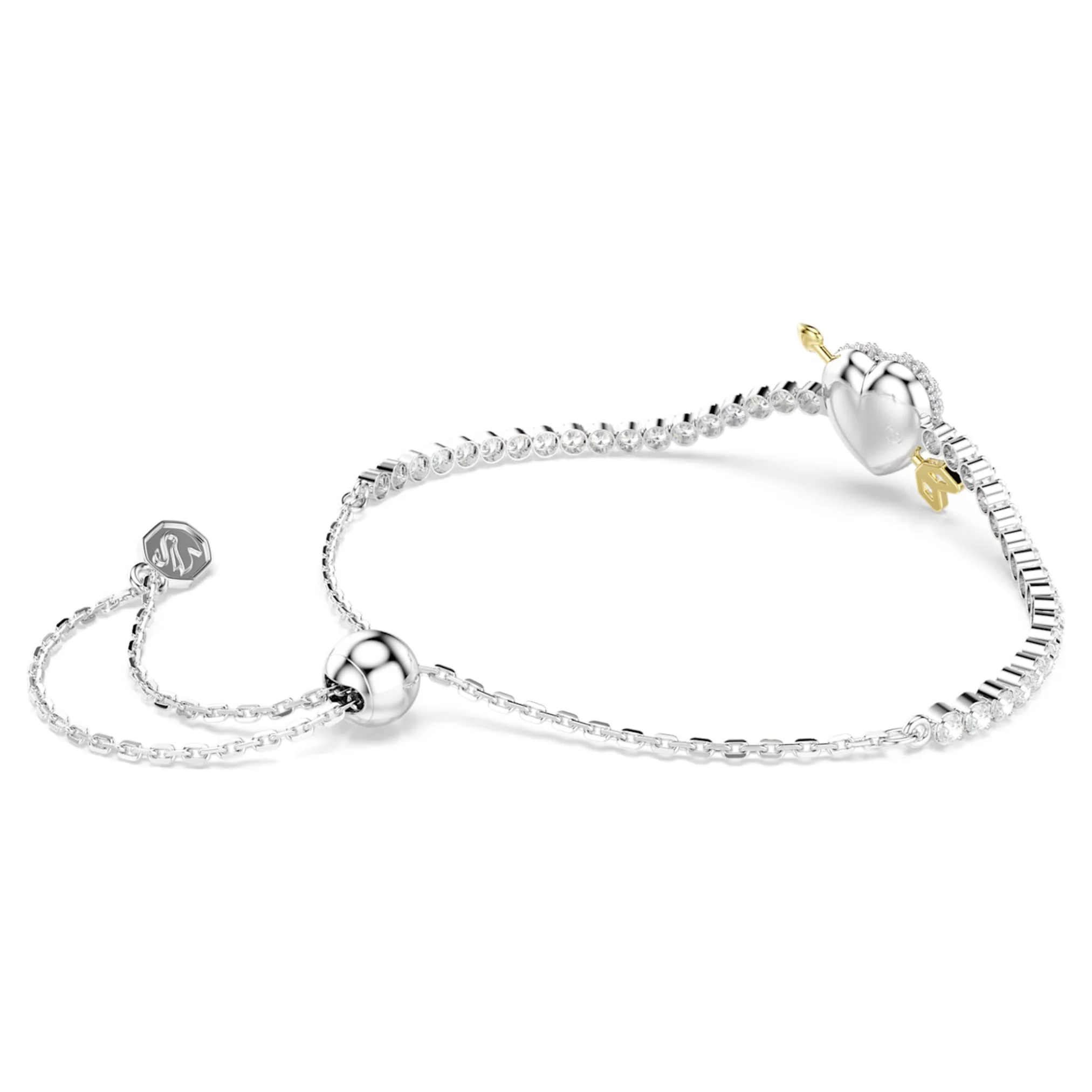 Idyllia bracelet Mixed cuts, Heart with arrow, White, Rhodium plated - Image 5