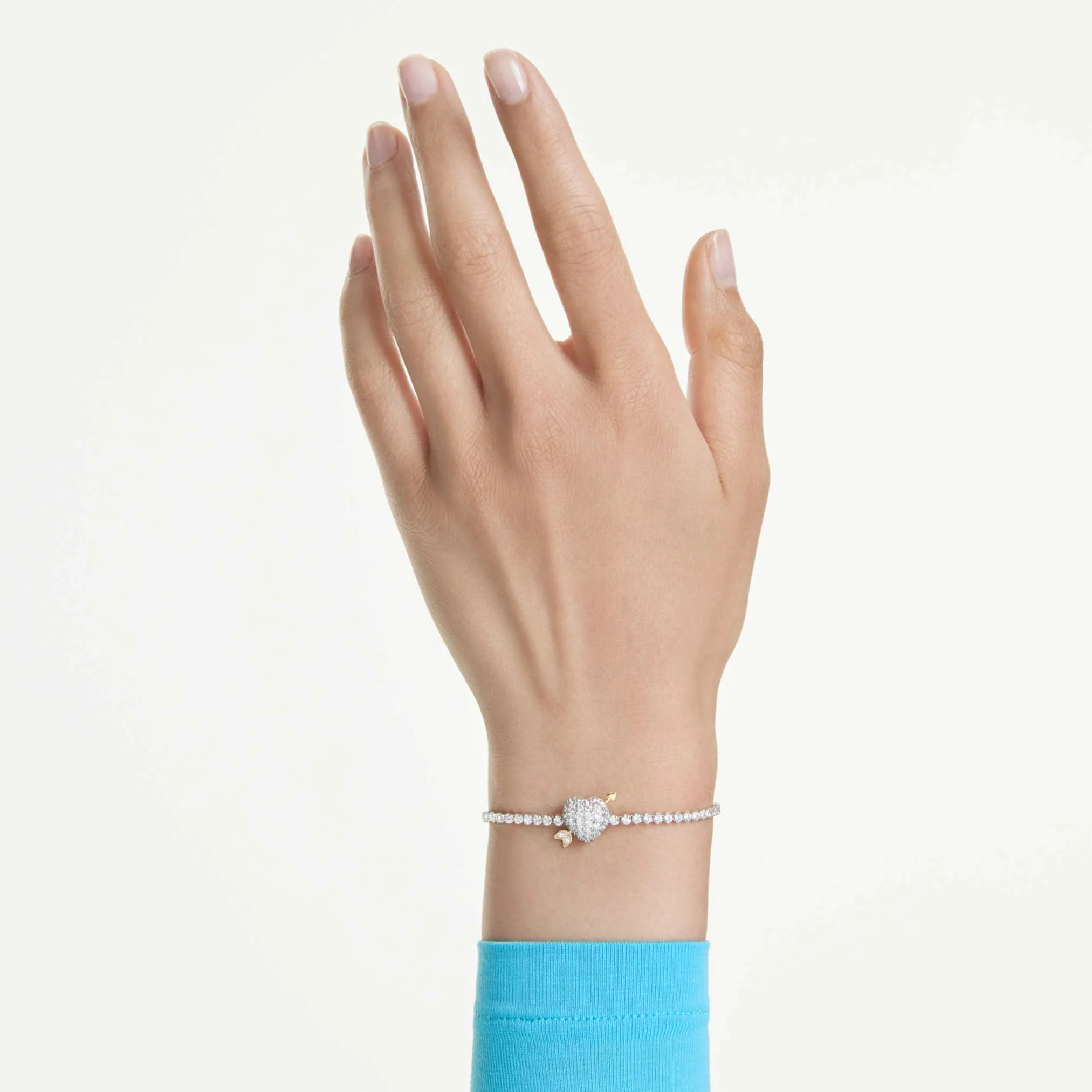 Idyllia bracelet Mixed cuts, Heart with arrow, White, Rhodium plated - Image 6