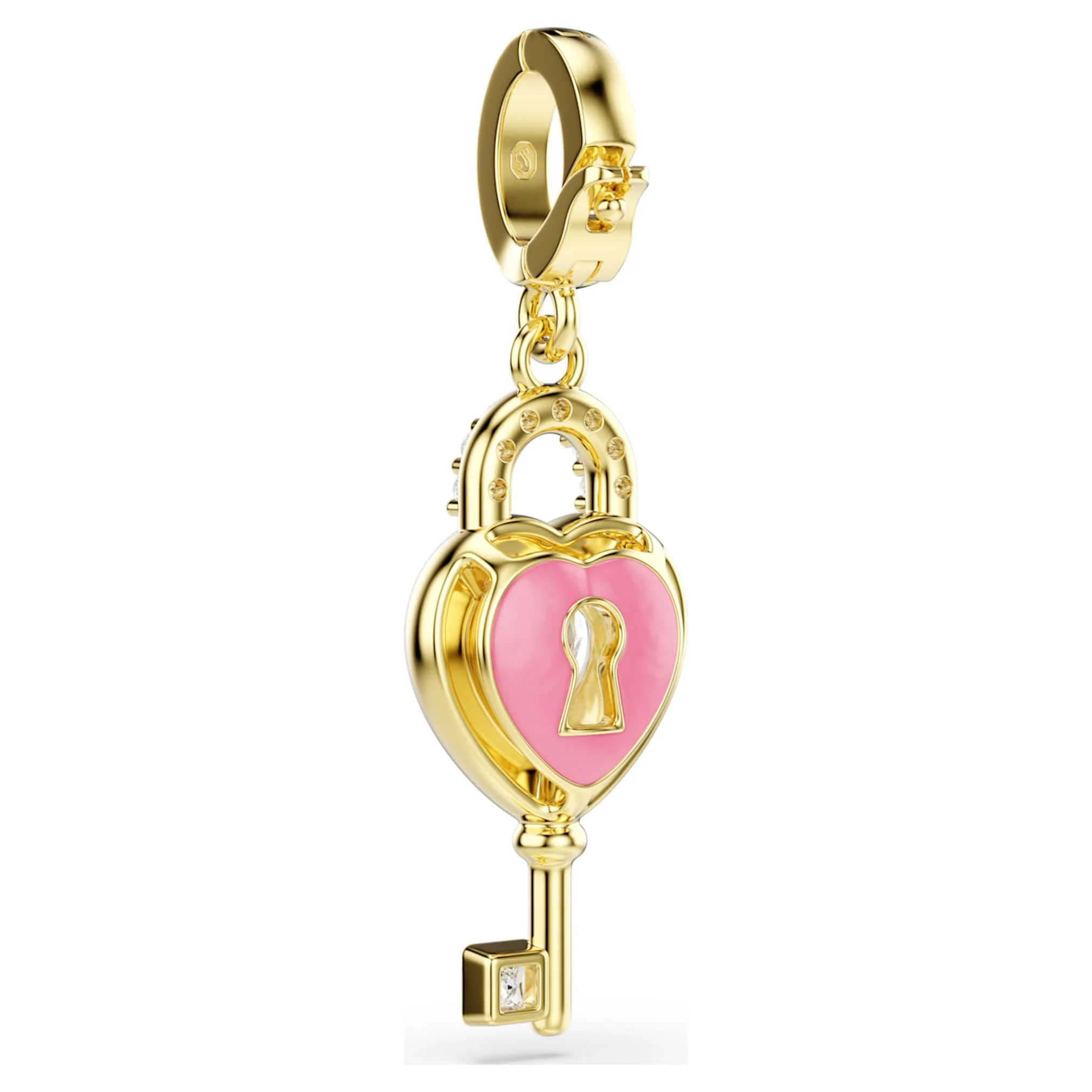 Idyllia charm Mixed cuts, Heart with key, White, Gold-tone plated - Image 3