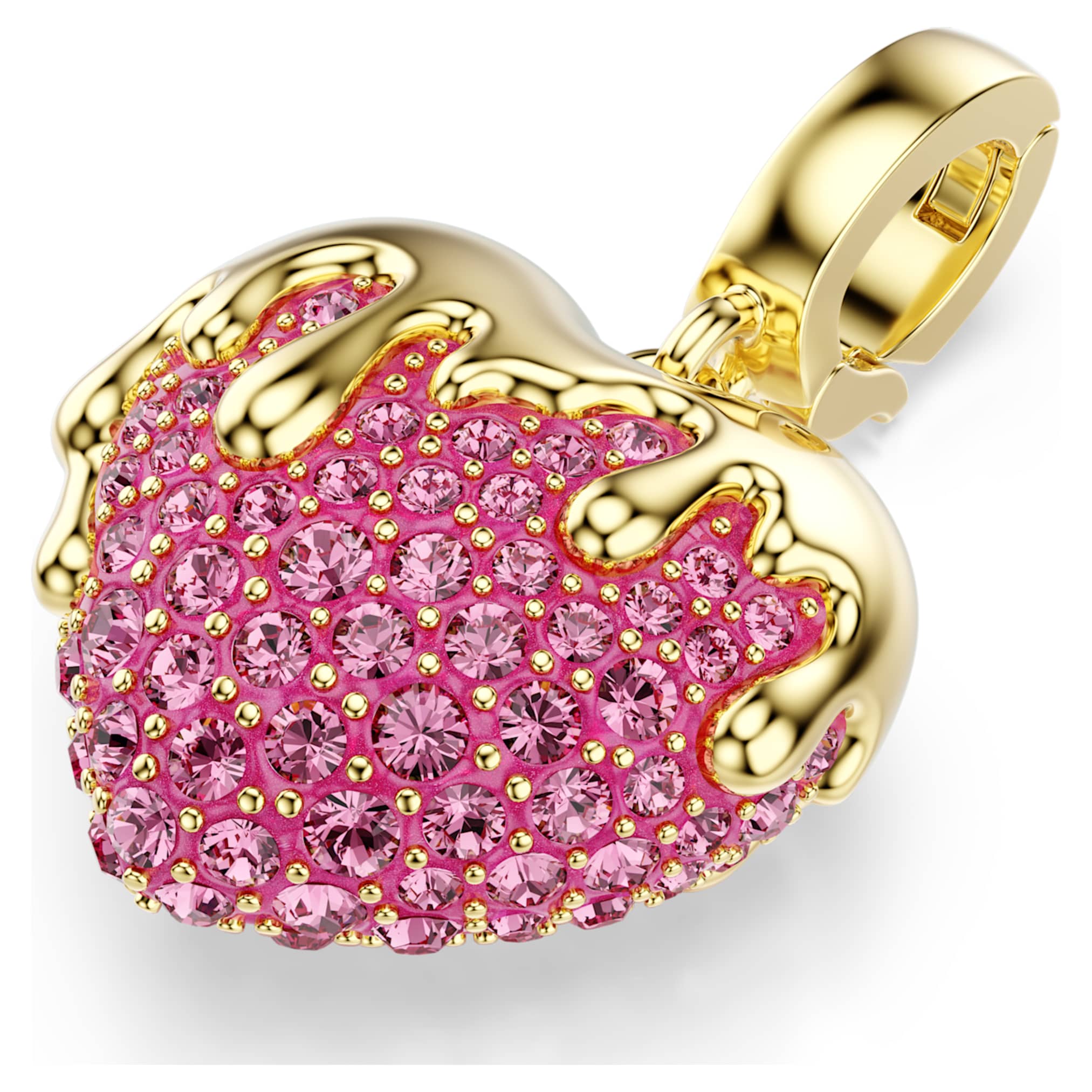 Idyllia charm Round cut, Heart, Pink, Gold-tone plated - Image 4