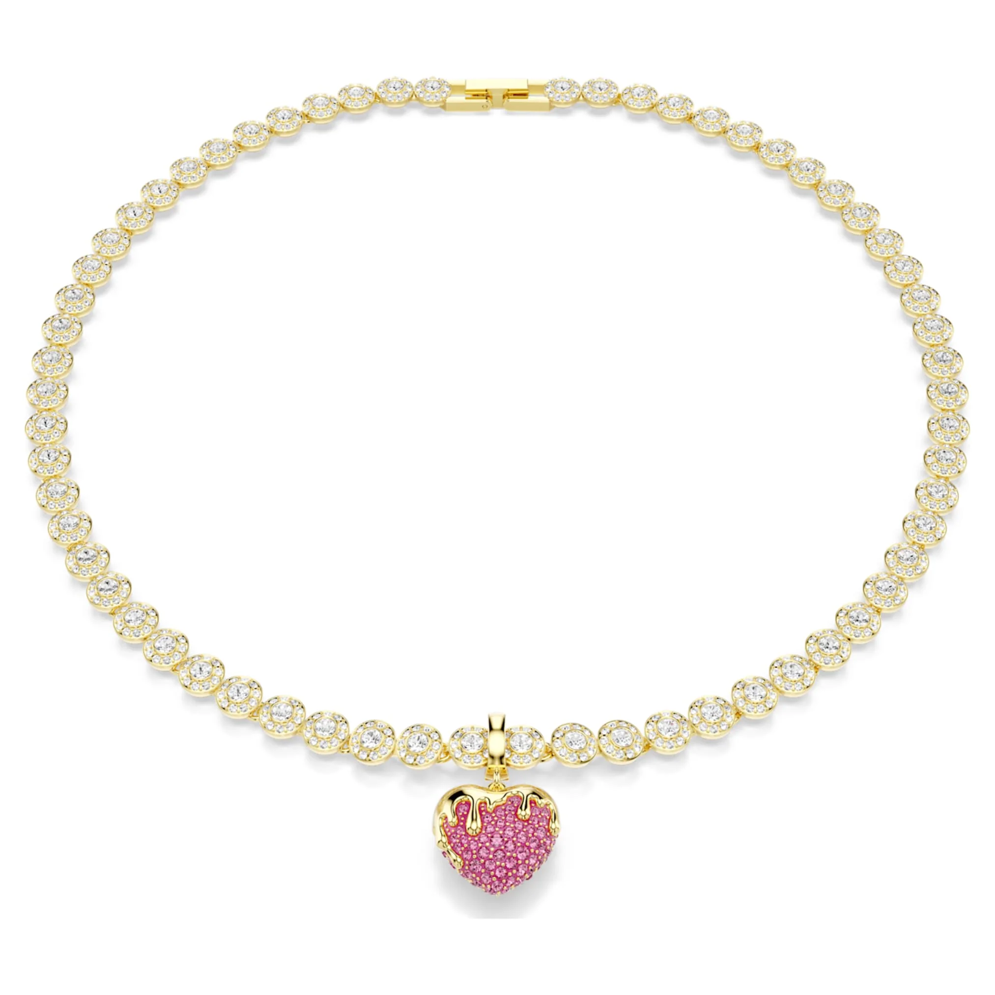 Idyllia charm Round cut, Heart, Pink, Gold-tone plated - Image 6
