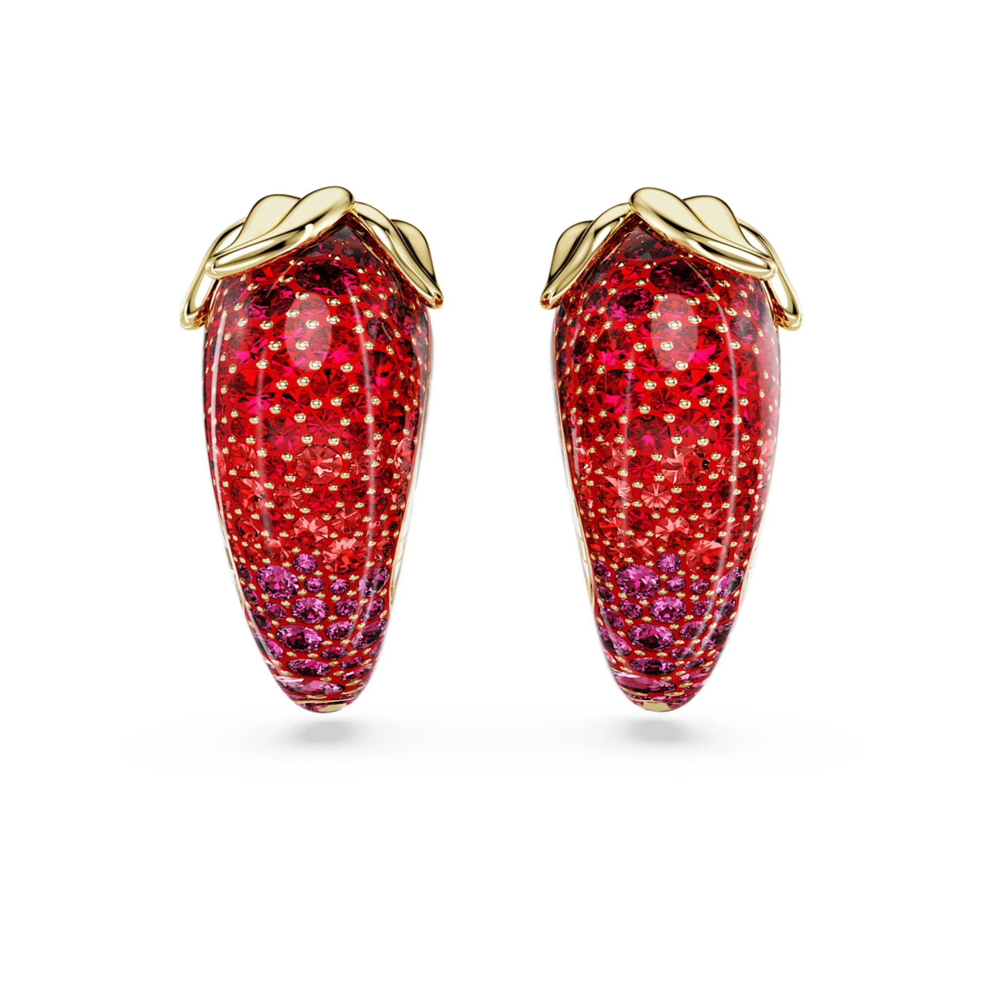 Idyllia clip earrings Red, 18K gold finish - Image 2
